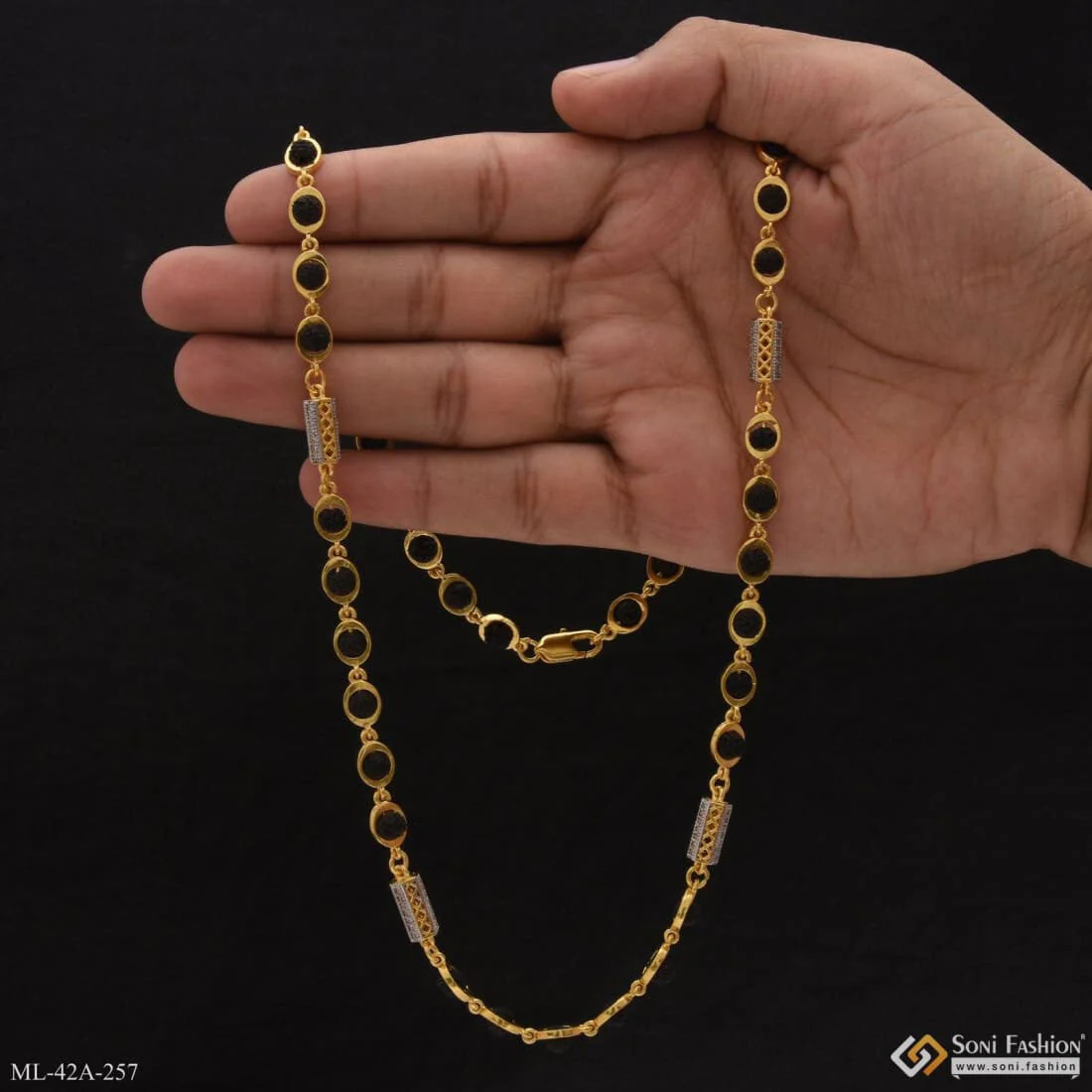 1 Gram Gold Plated Best Quality Durable Design Rudraksha Mala For Men - Style A257 - Image 4