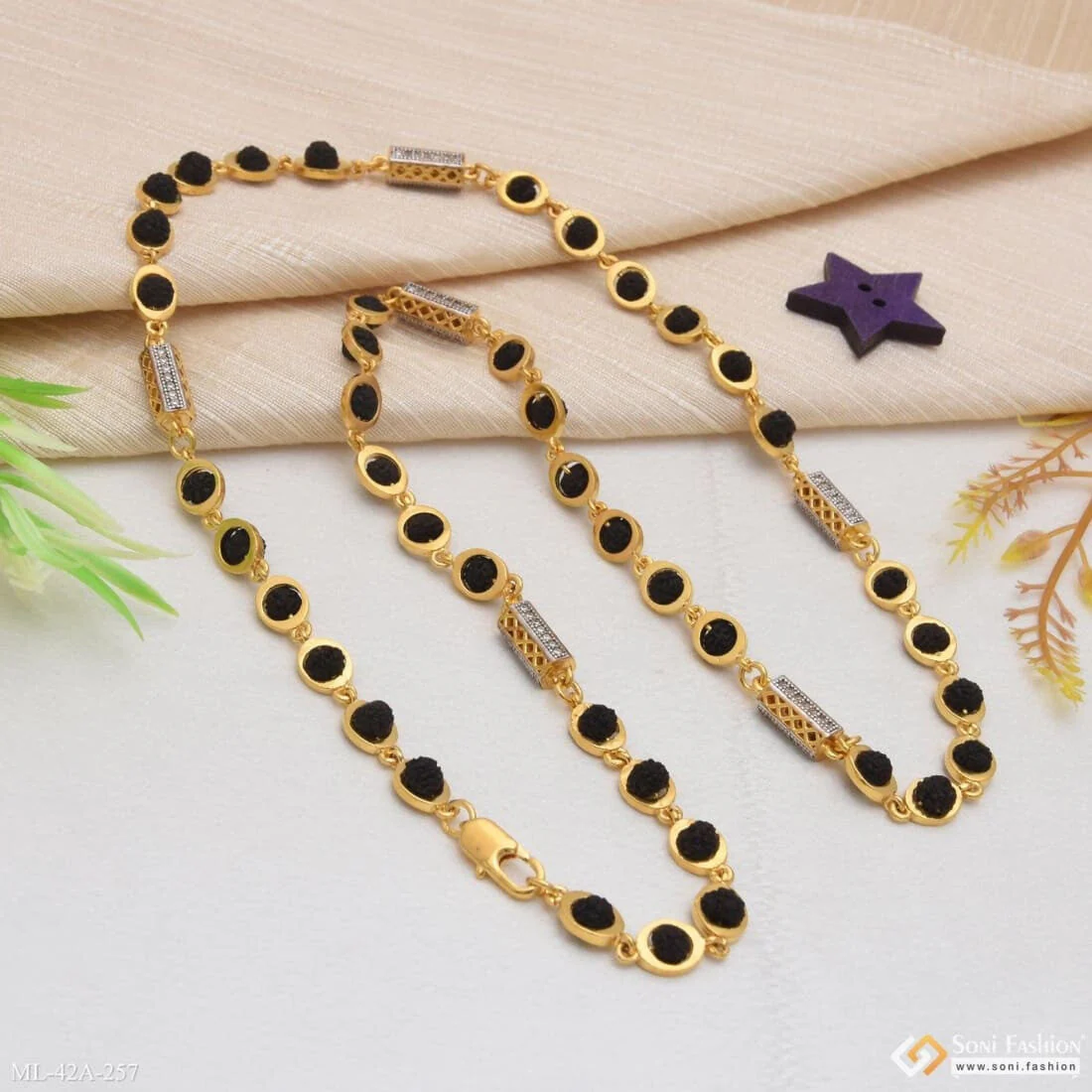 1 Gram Gold Plated Best Quality Durable Design Rudraksha Mala For Men - Style A257 - Image 7