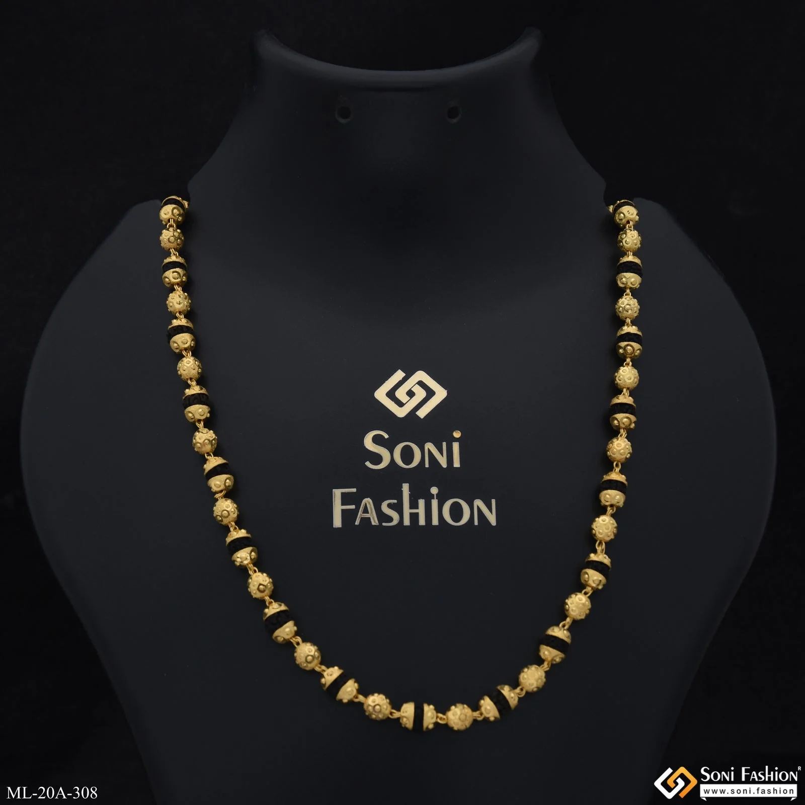 1 Gram Gold Plated Best Quality Durable Design Rudraksha Mala for Men - Style A308 - Image 4