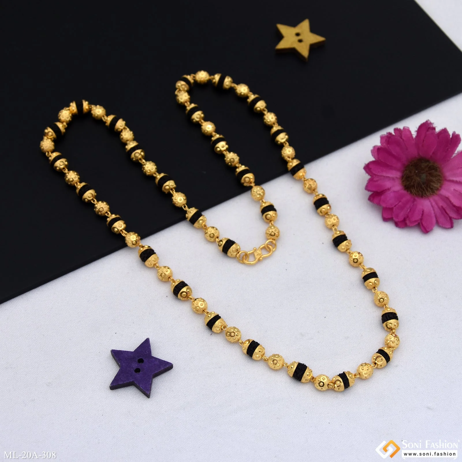 1 Gram Gold Plated Best Quality Durable Design Rudraksha Mala for Men - Style A308 - Image 7