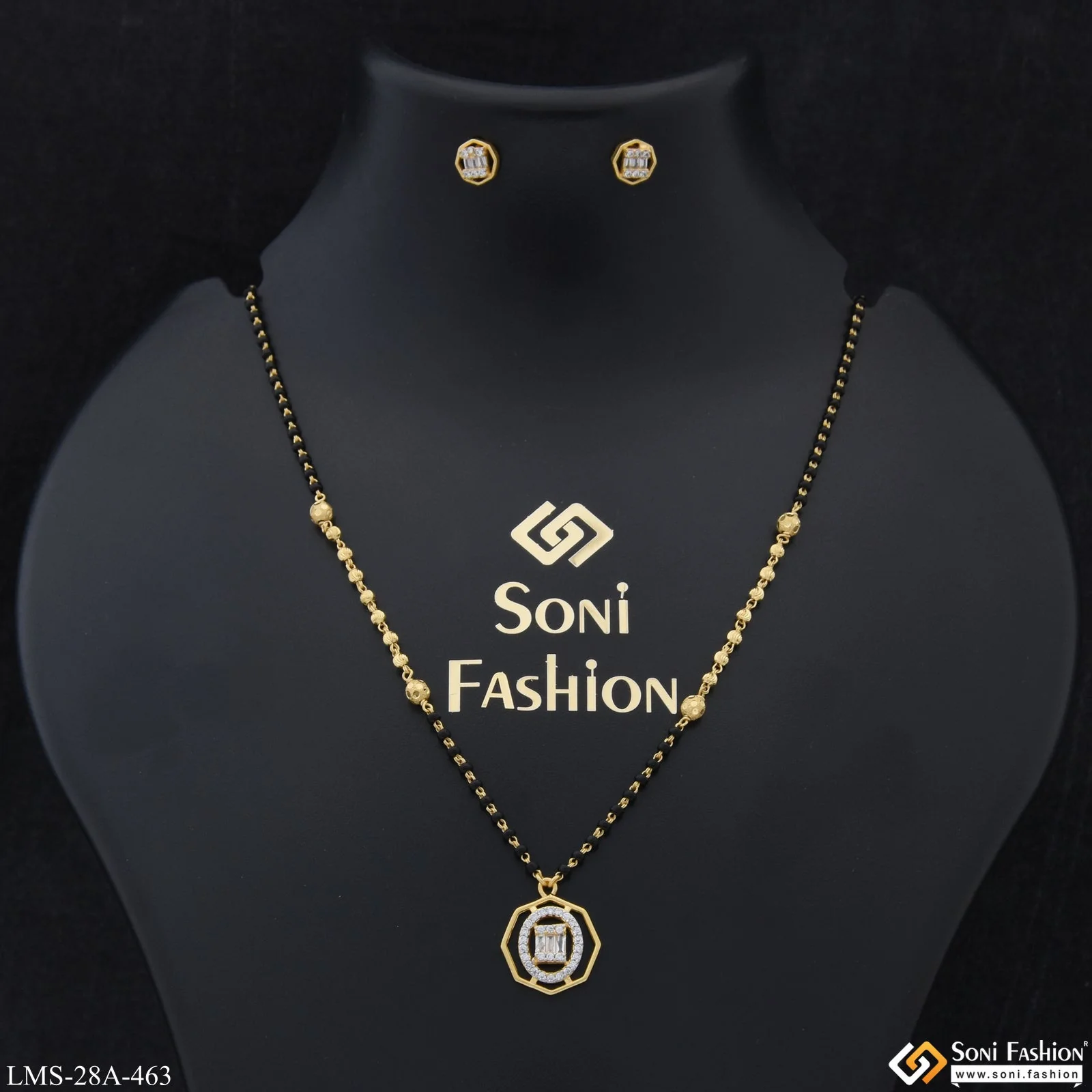 1 Gram Gold Plated Best Quality Gold Plated Mangalsutra Set for Lady - Style A463 - Image 2
