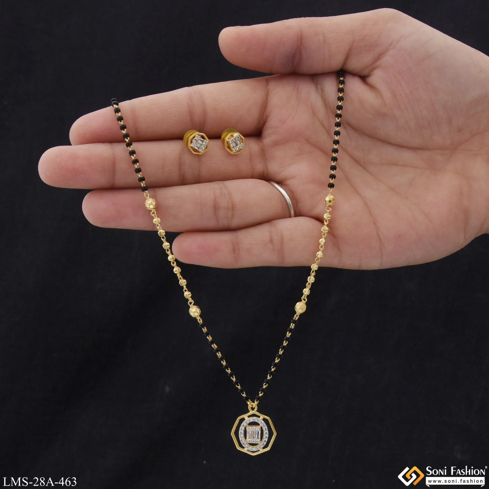 1 Gram Gold Plated Best Quality Gold Plated Mangalsutra Set for Lady - Style A463 - Image 4