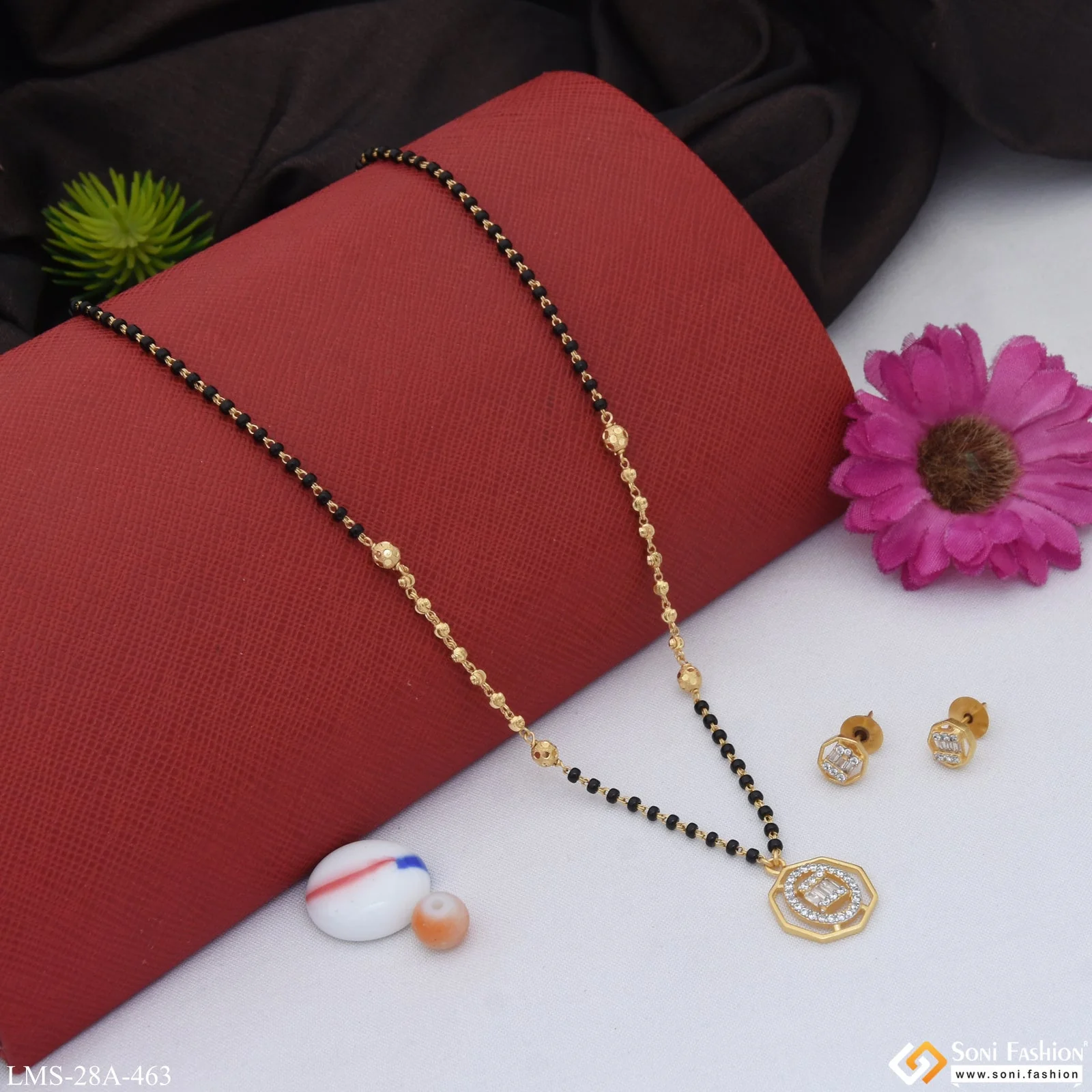 1 Gram Gold Plated Best Quality Gold Plated Mangalsutra Set for Lady - Style A463 - Image 5