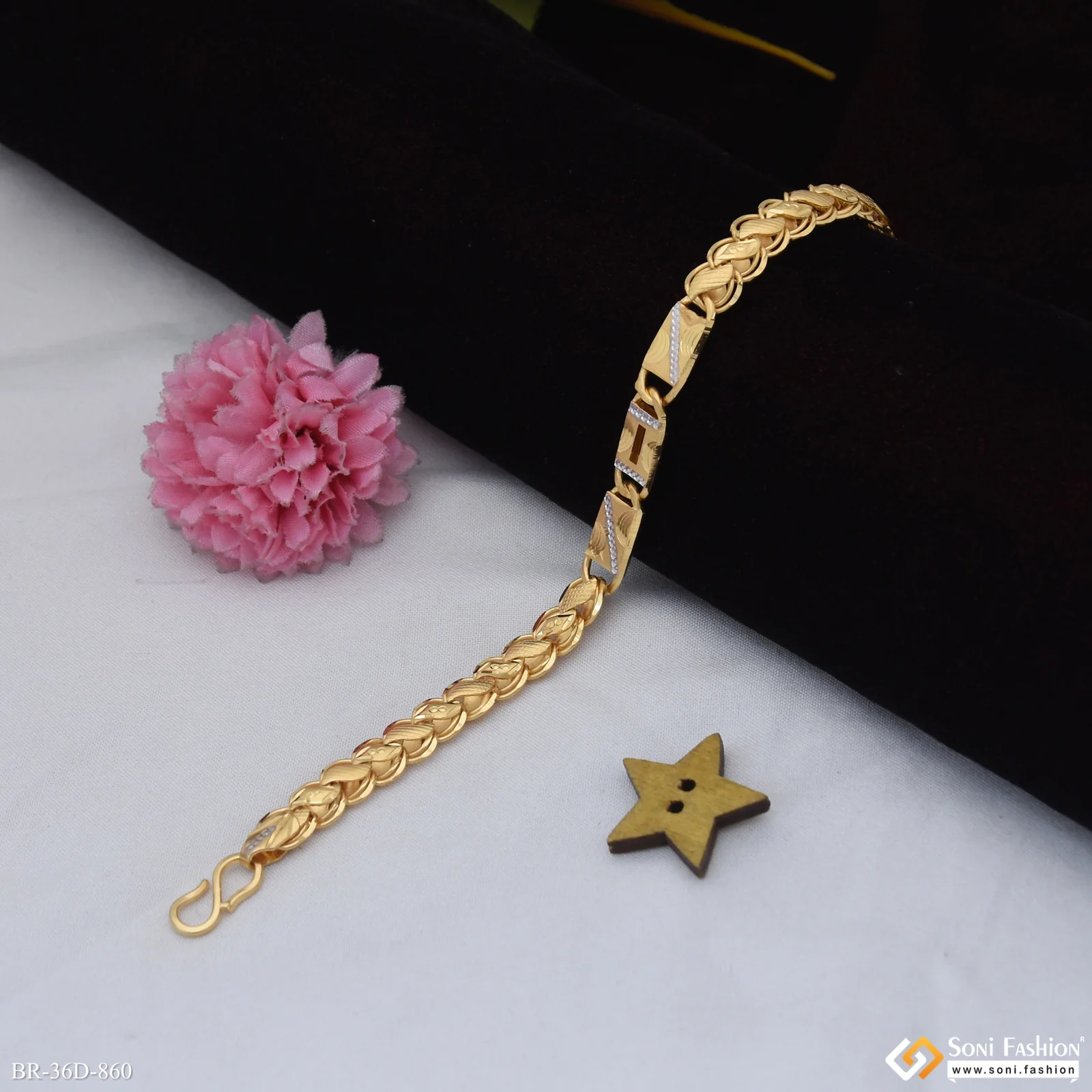 1 Gram Gold Plated Best Quality Kohli Nawabi Bracelet for Men - Style D860 - Image 3