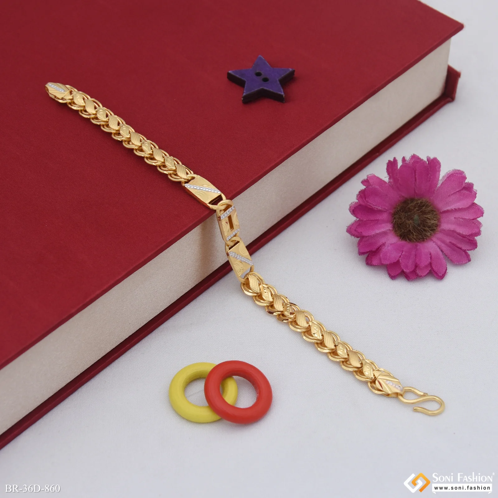 1 Gram Gold Plated Best Quality Kohli Nawabi Bracelet for Men - Style D860 - Image 4