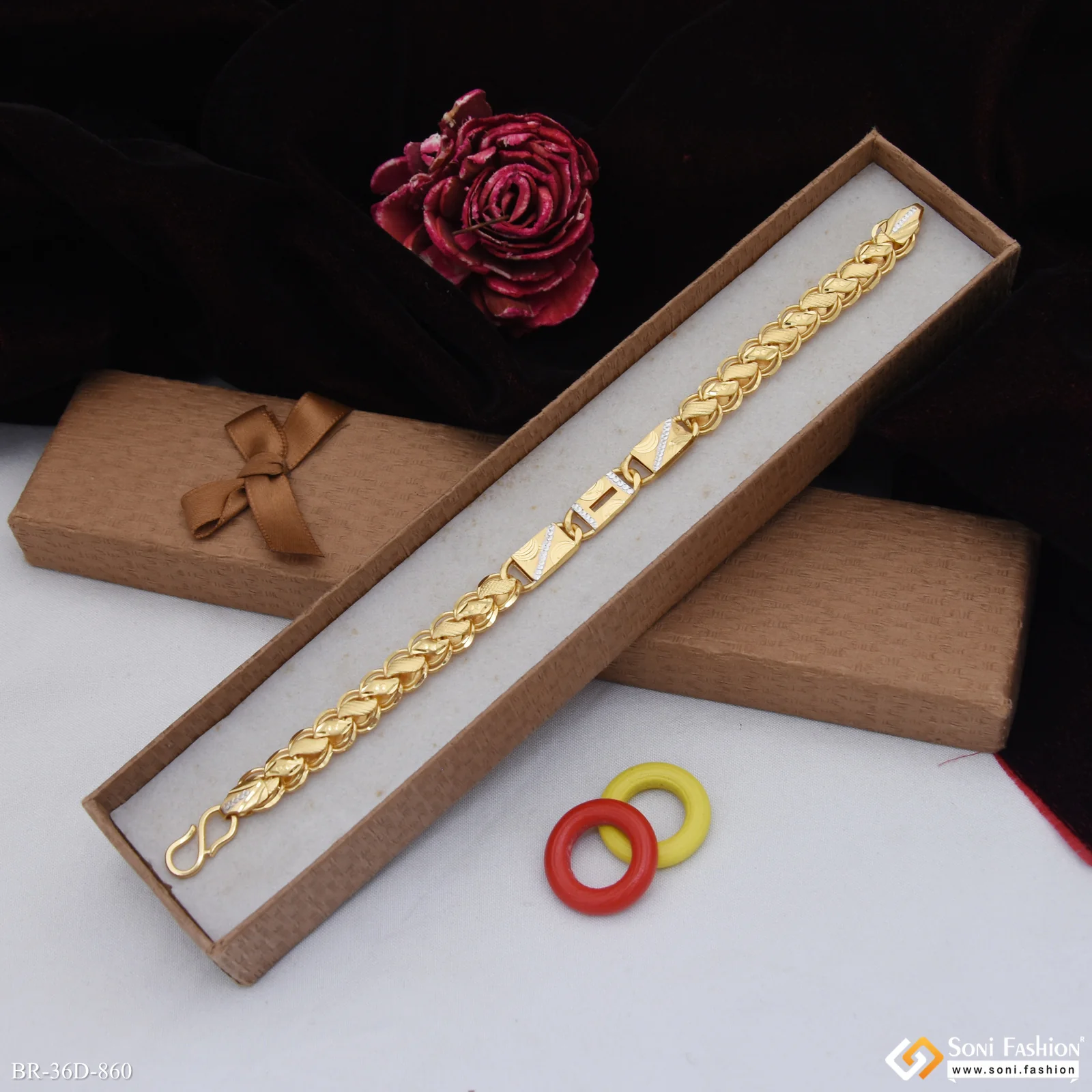 1 Gram Gold Plated Best Quality Kohli Nawabi Bracelet for Men - Style D860 - Image 5