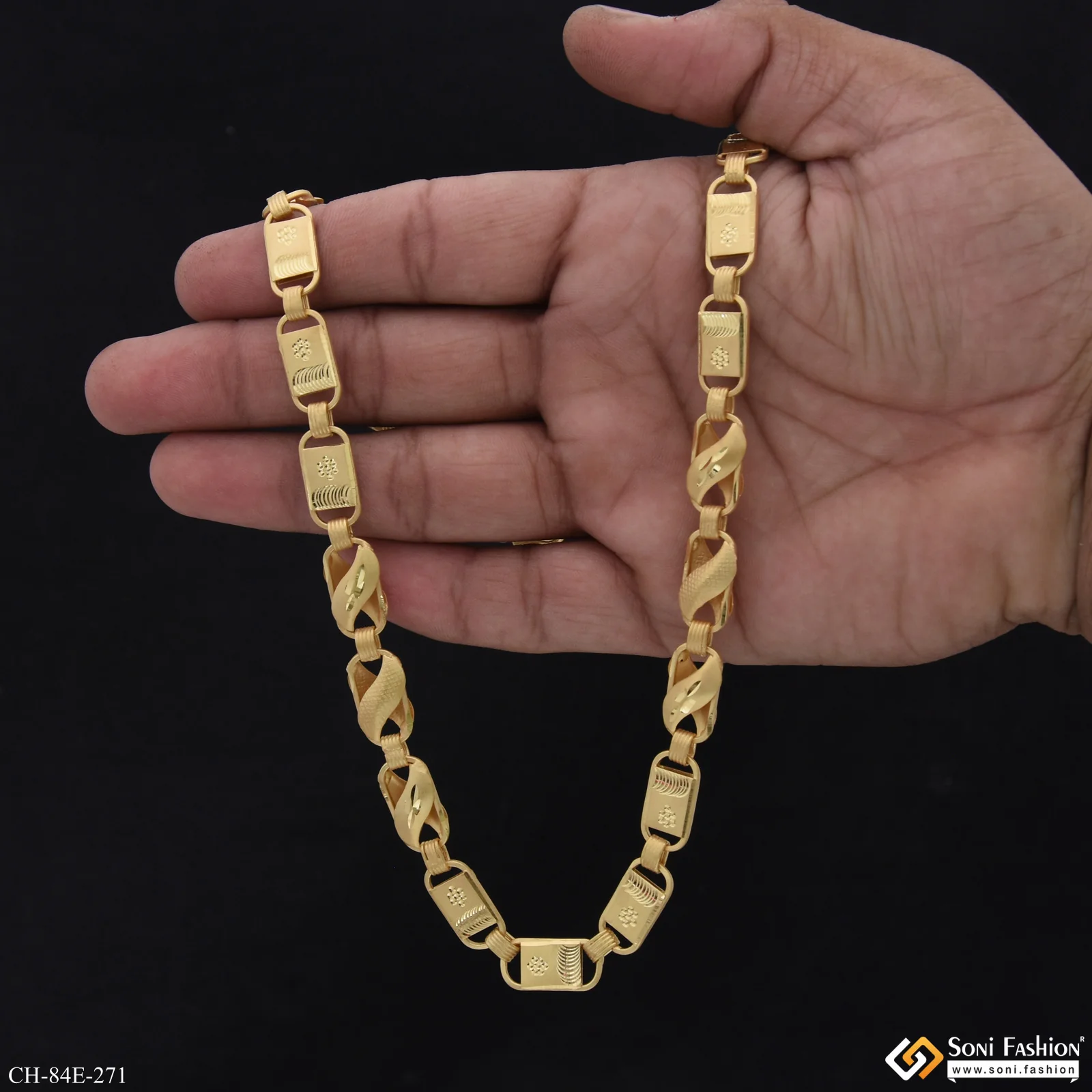 1 Gram Gold Plated Best Quality Kohli Nawabi Chain for Men - Style E271 - Image 6