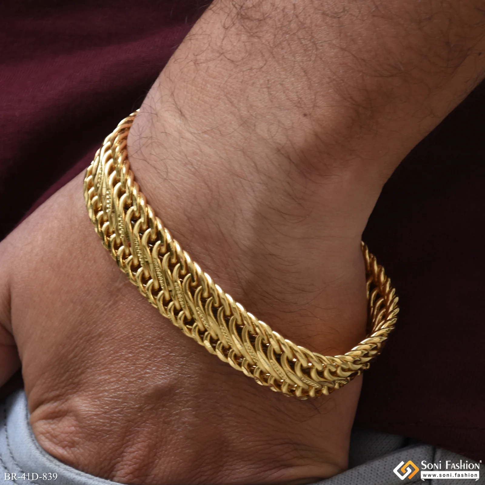1 Gram Gold Plated Best Quality Link Bracelet for Men - Style D839 - Image 2