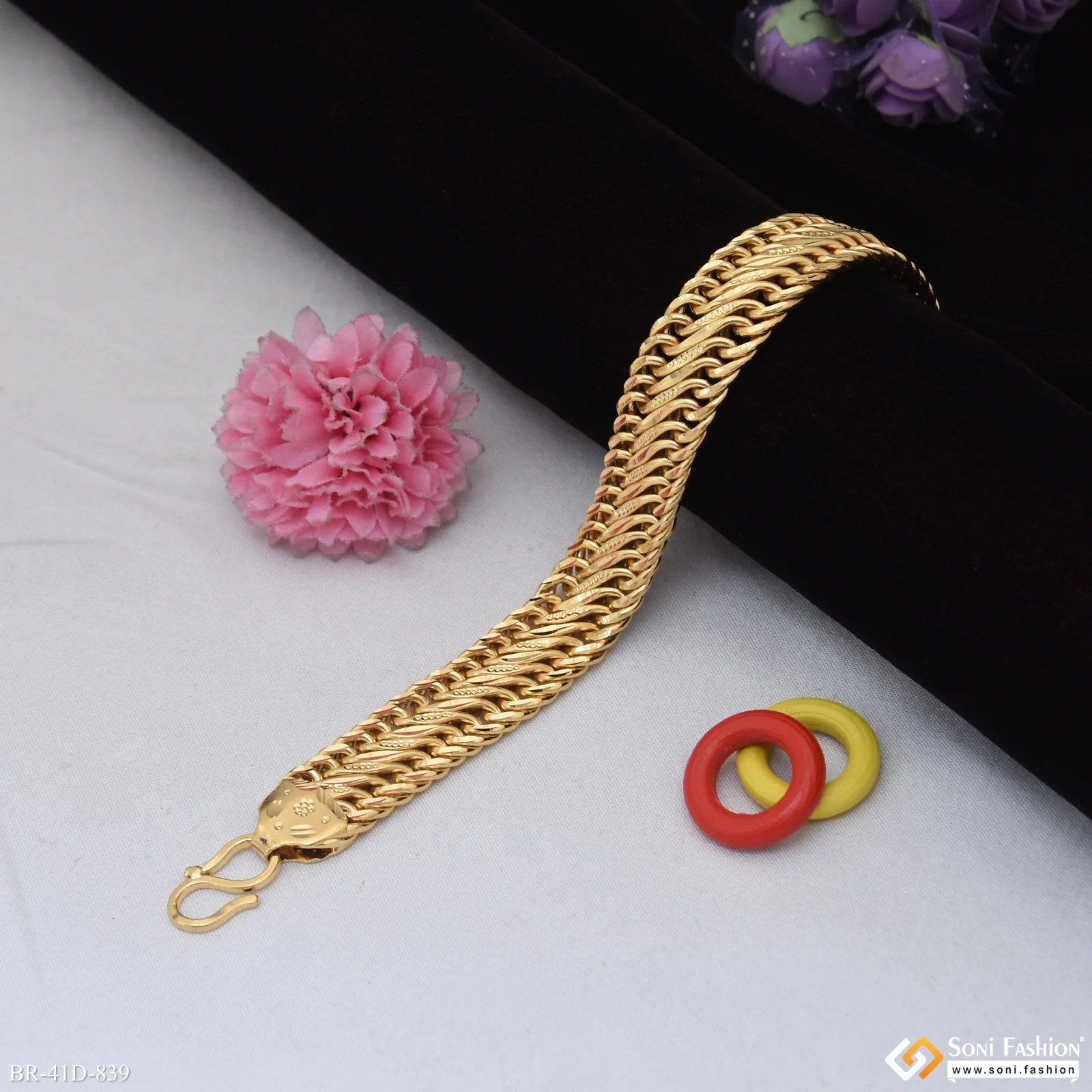 1 Gram Gold Plated Best Quality Link Bracelet for Men - Style D839 - Image 3
