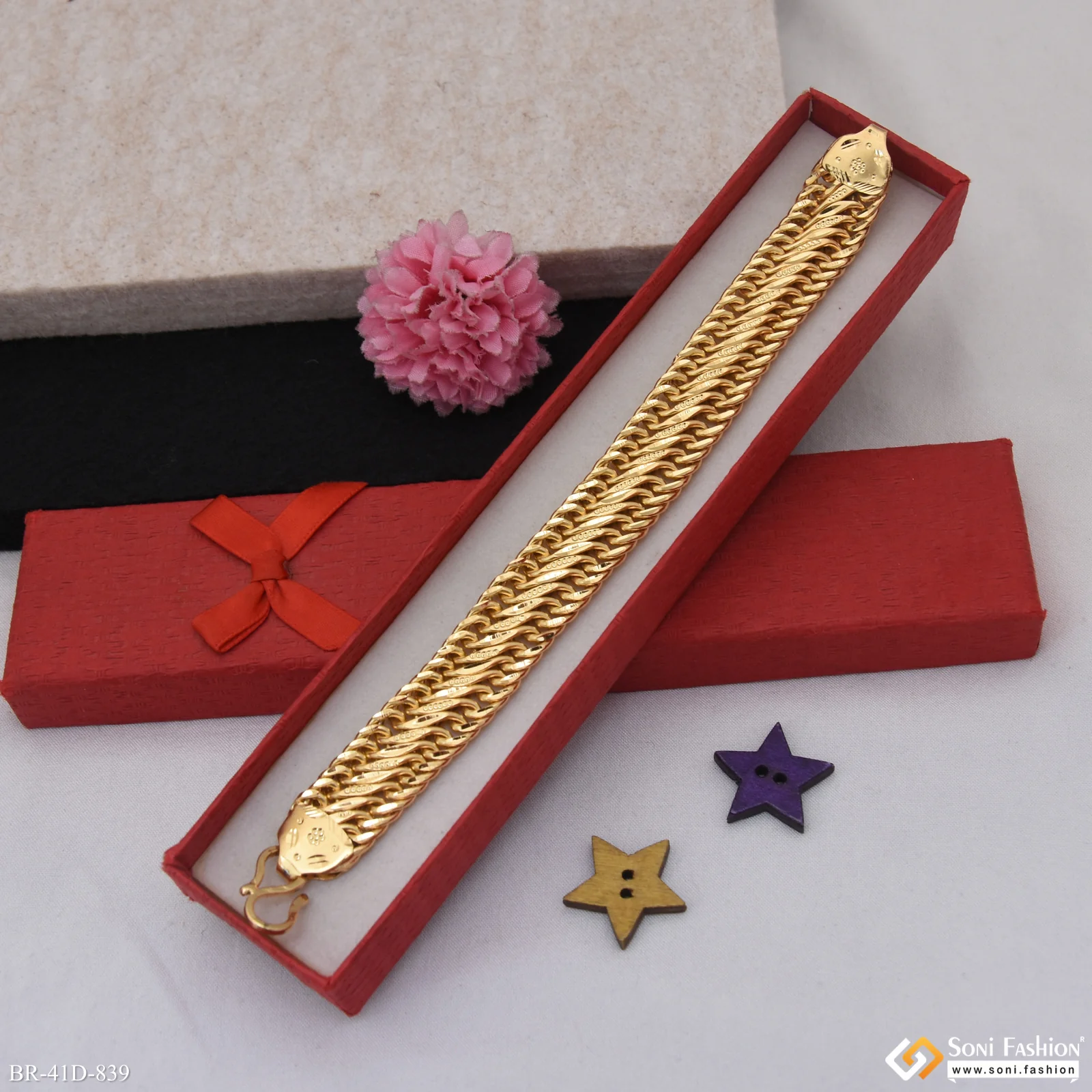 1 Gram Gold Plated Best Quality Link Bracelet for Men - Style D839 - Image 4