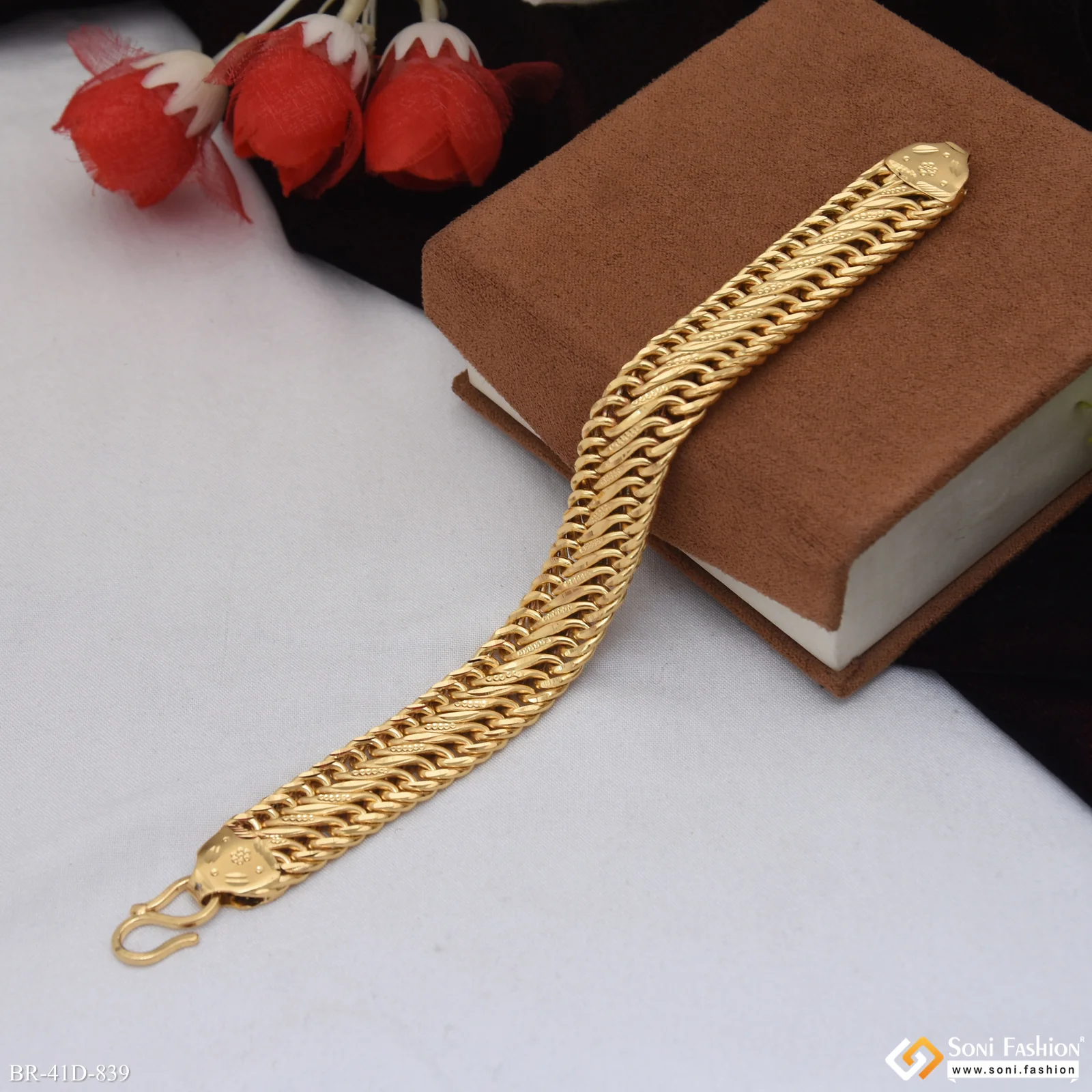 1 Gram Gold Plated Best Quality Link Bracelet for Men - Style D839 - Image 5
