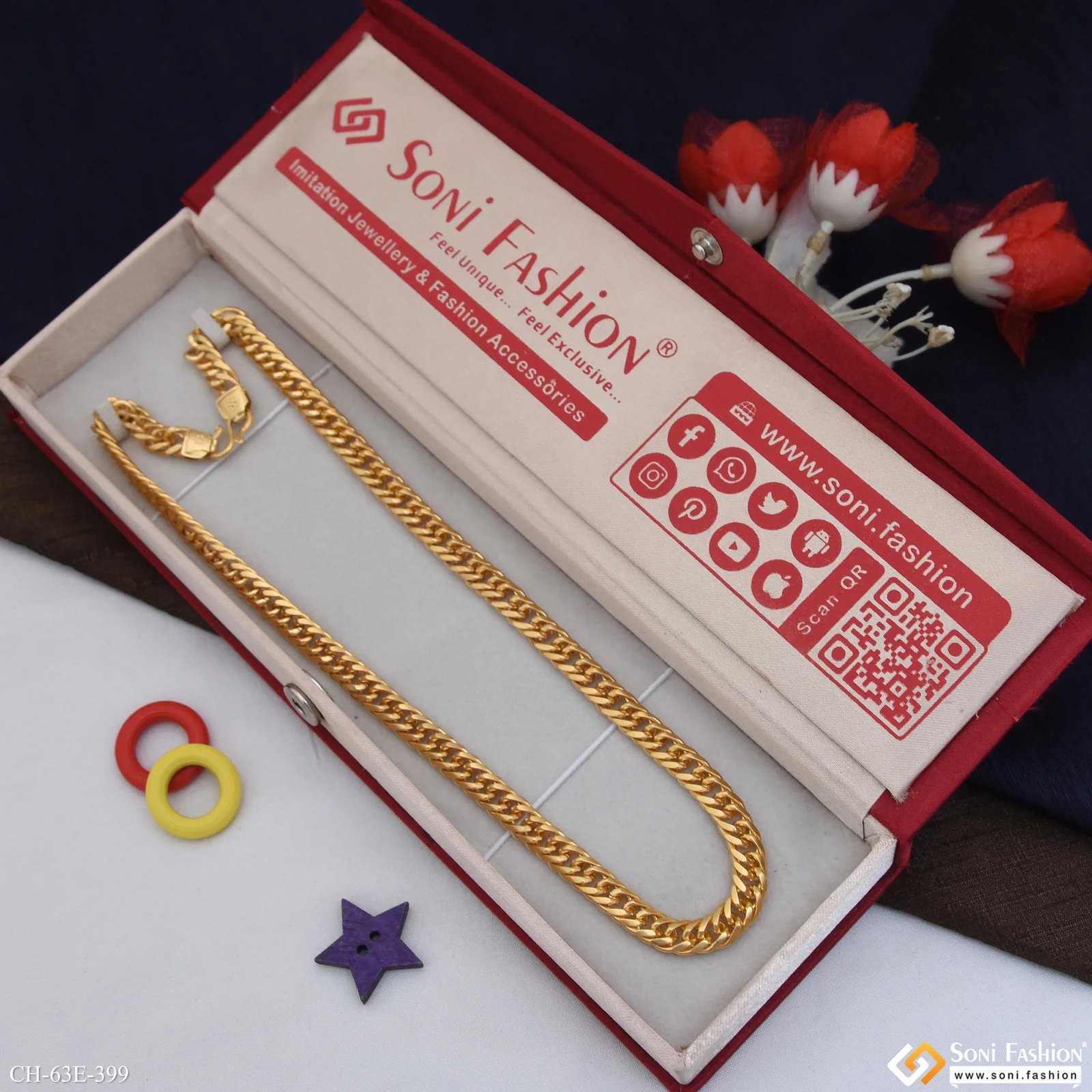 1 Gram Gold Plated Best Quality Link Chain for Men - Style E399 - Image 3