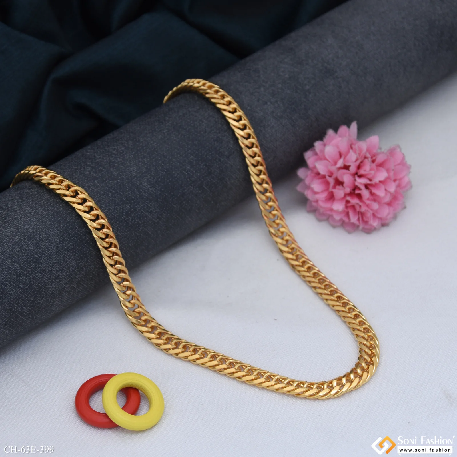1 Gram Gold Plated Best Quality Link Chain for Men - Style E399 - Image 4