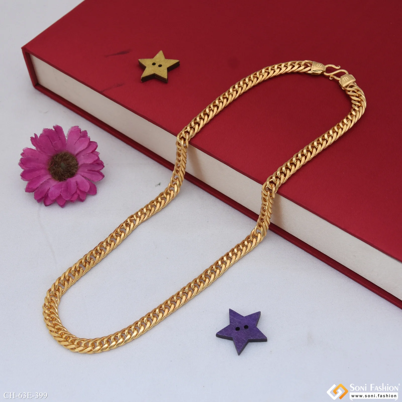 1 Gram Gold Plated Best Quality Link Chain for Men - Style E399 - Image 5