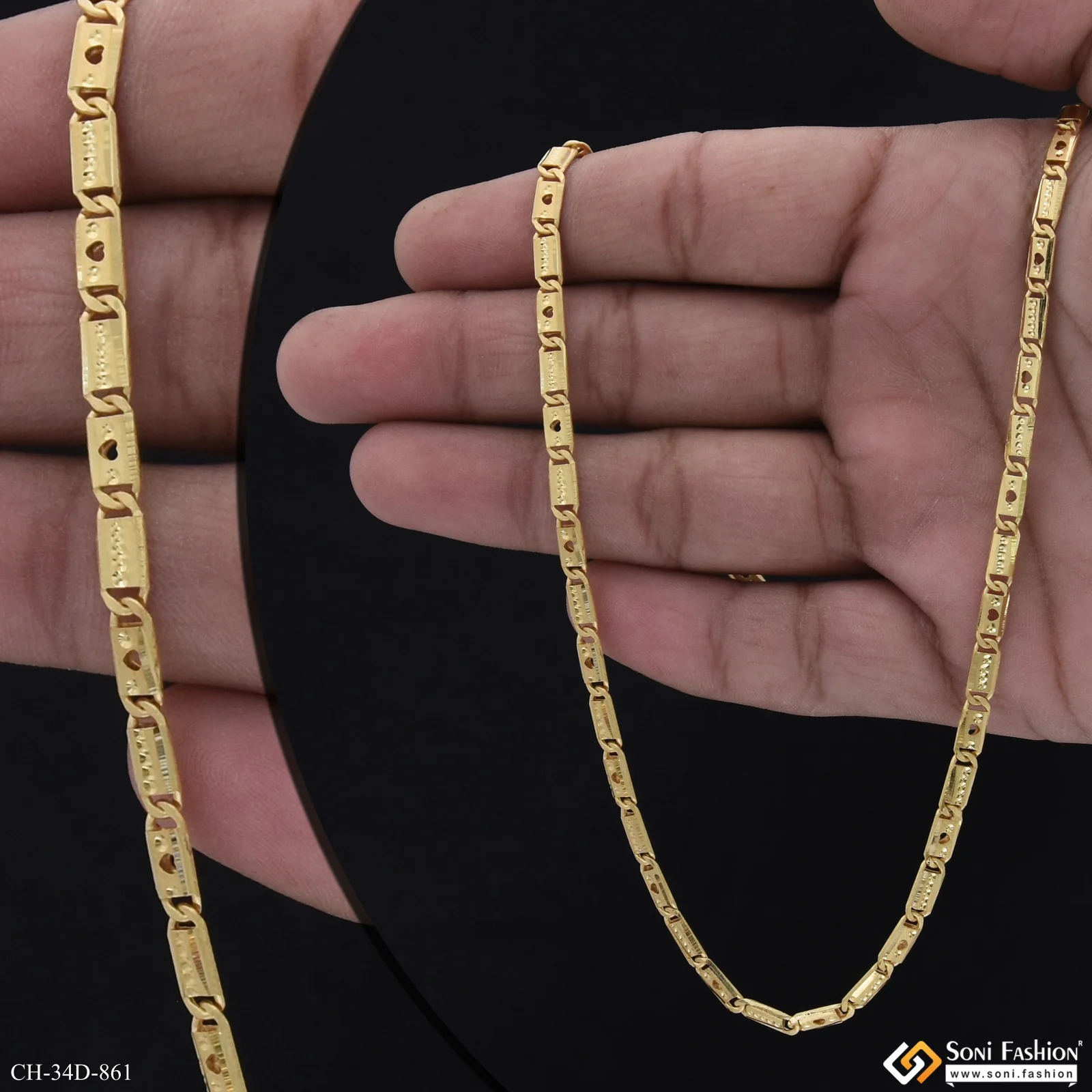 1 Gram Gold Plated Best Quality Nawabi Chain for Men - Style D861 - Image 2