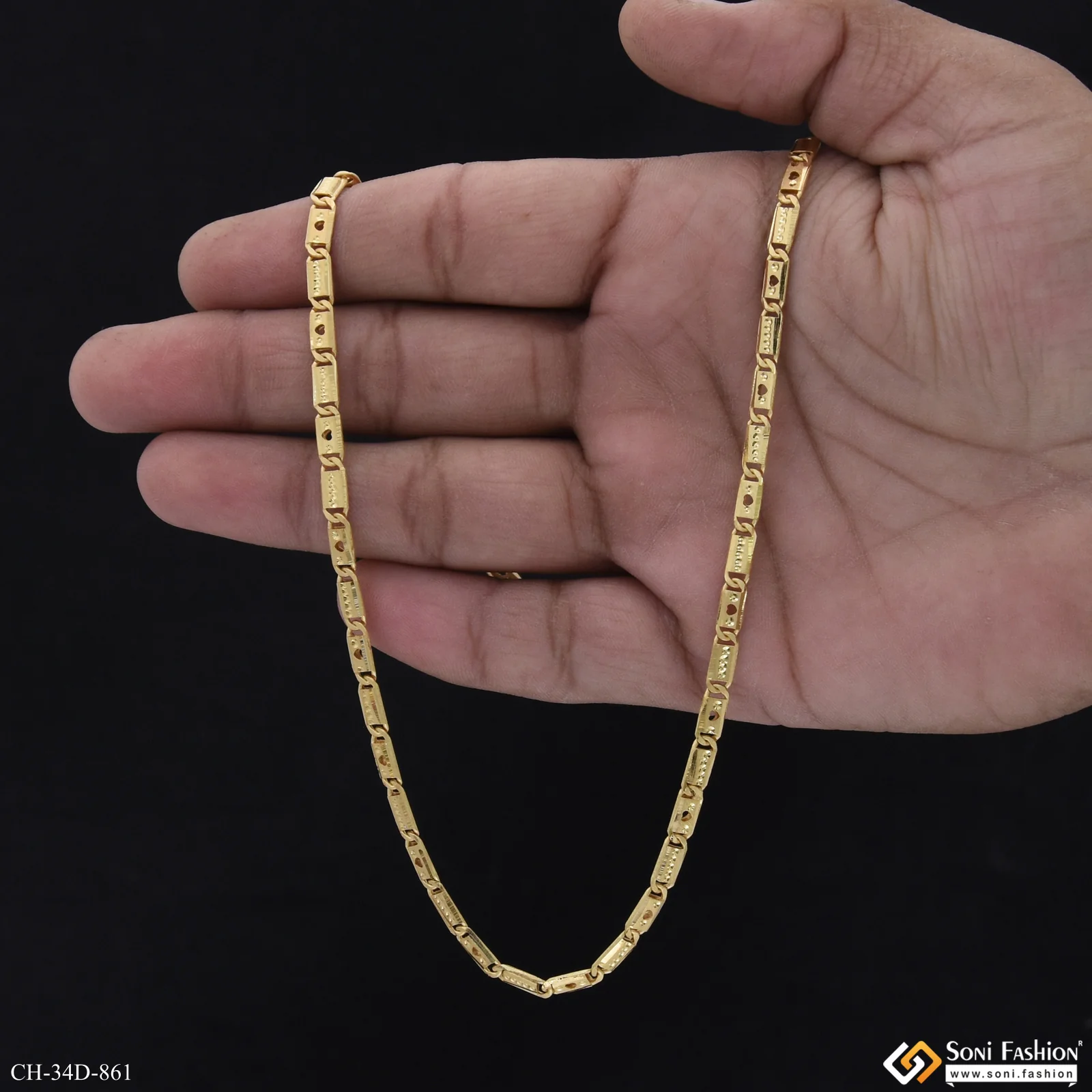 1 Gram Gold Plated Best Quality Nawabi Chain for Men - Style D861 - Image 6