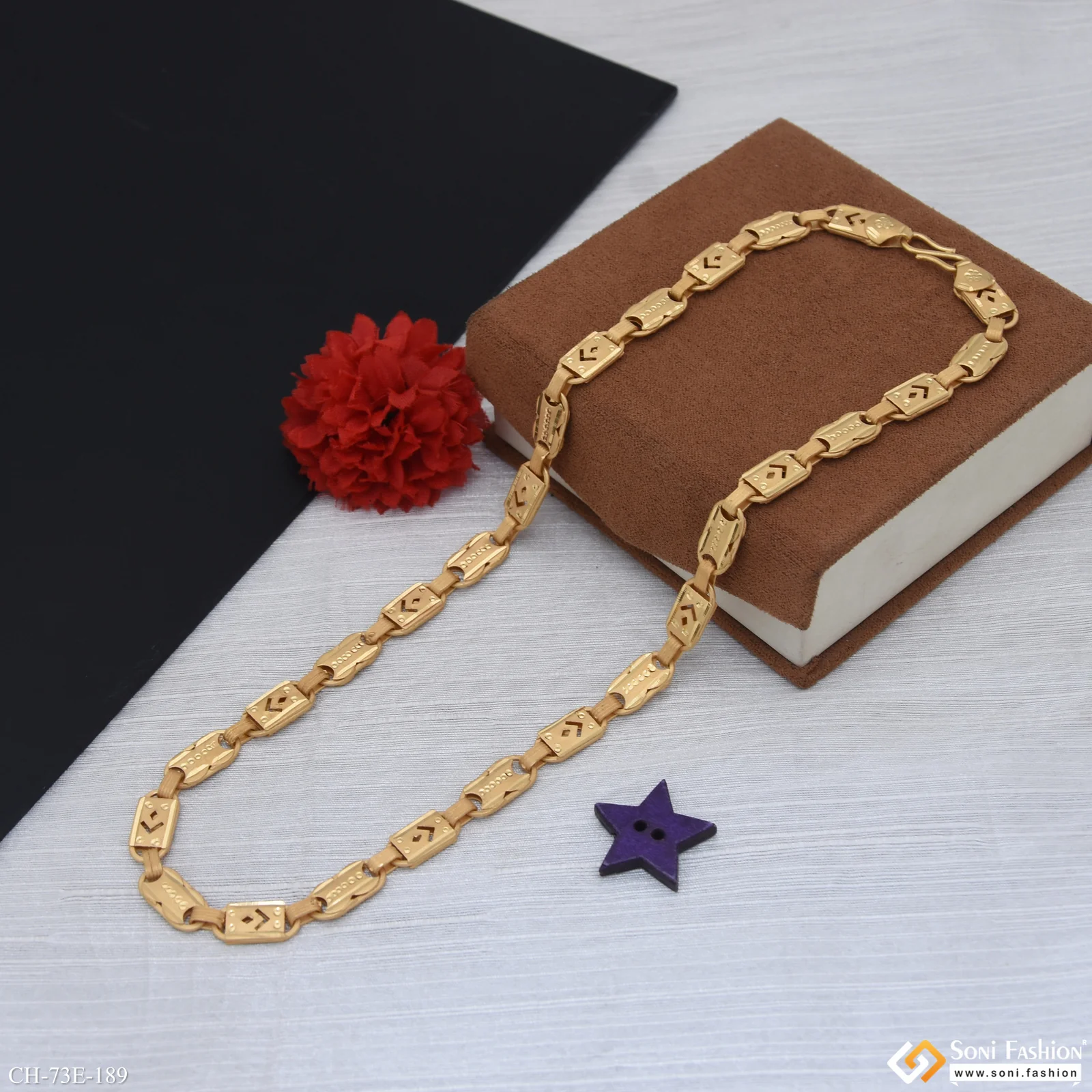 1 Gram Gold Plated Best Quality Nawabi Chain for Men - Style E189 - Image 4