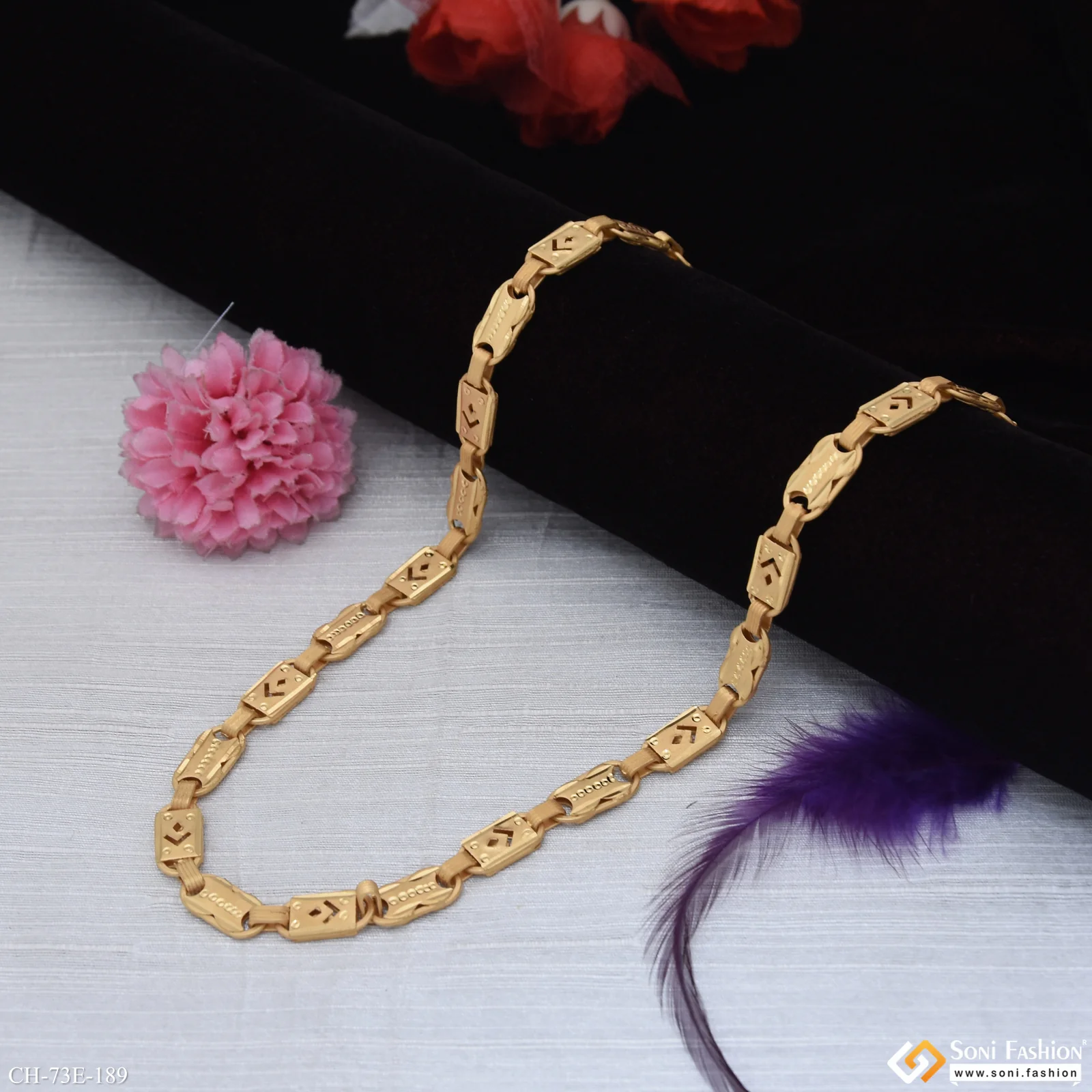 1 Gram Gold Plated Best Quality Nawabi Chain for Men - Style E189 - Image 6