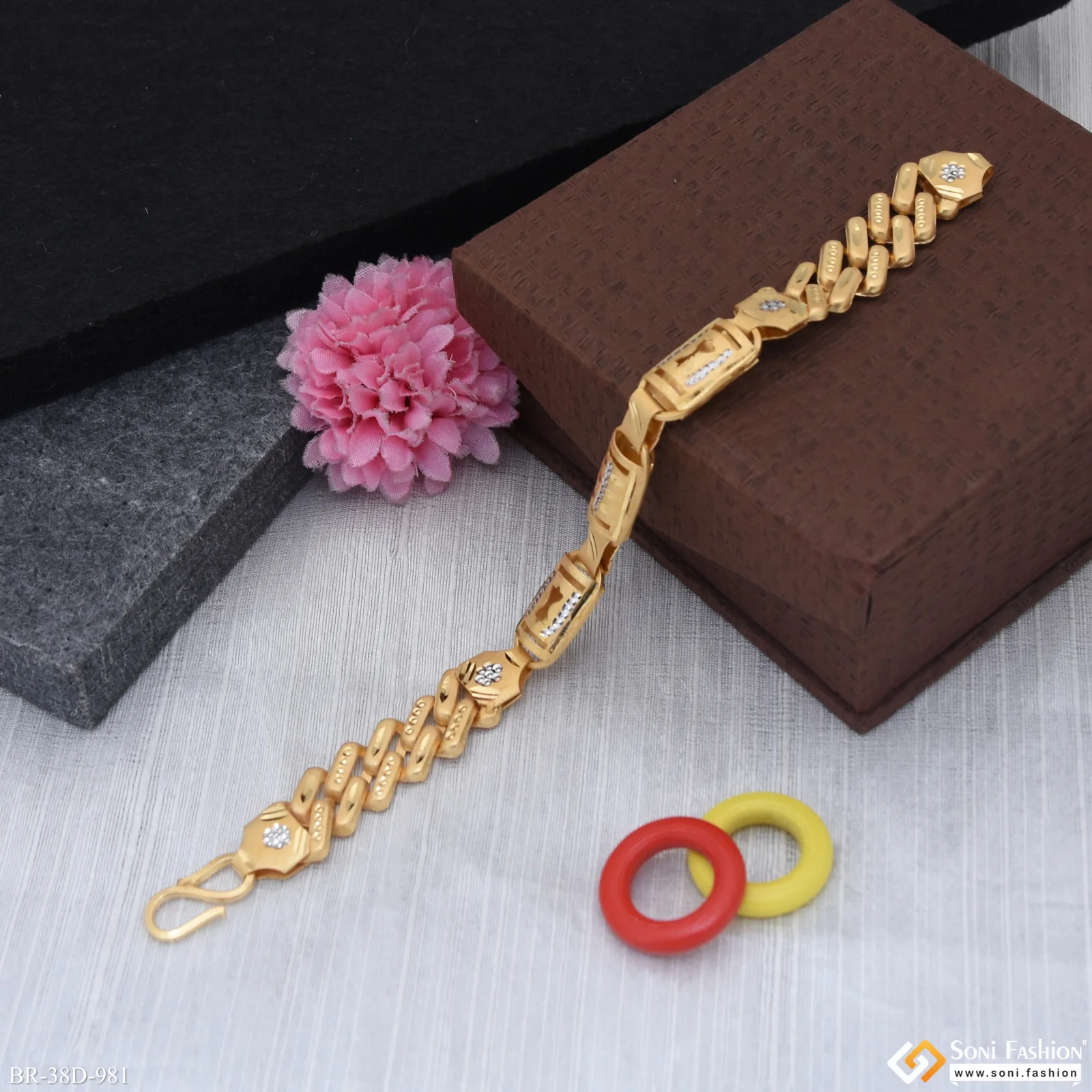 1 Gram Gold Plated Best Quality Nawabi Pokal Bracelet for Men - Style D981 - Image 4