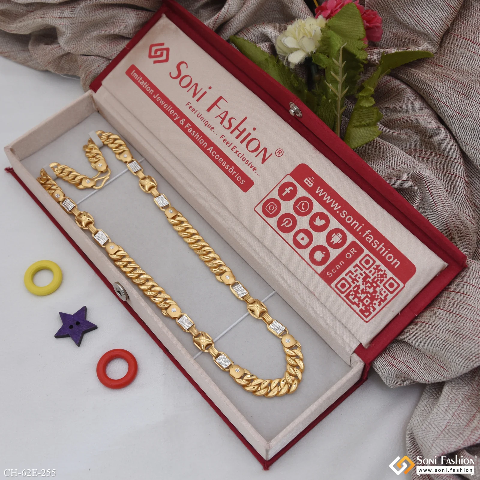 1 Gram Gold Plated Best Quality Nawabi Pokal Chain for Men - Style E255 - Image 3
