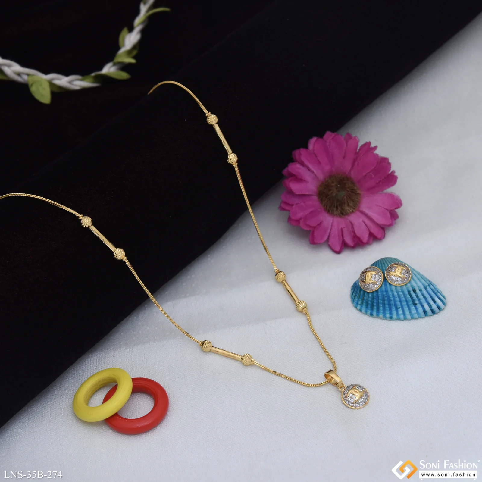 1 Gram Gold Plated Best Quality Necklace Set for Ladies - Style B274 - Image 4