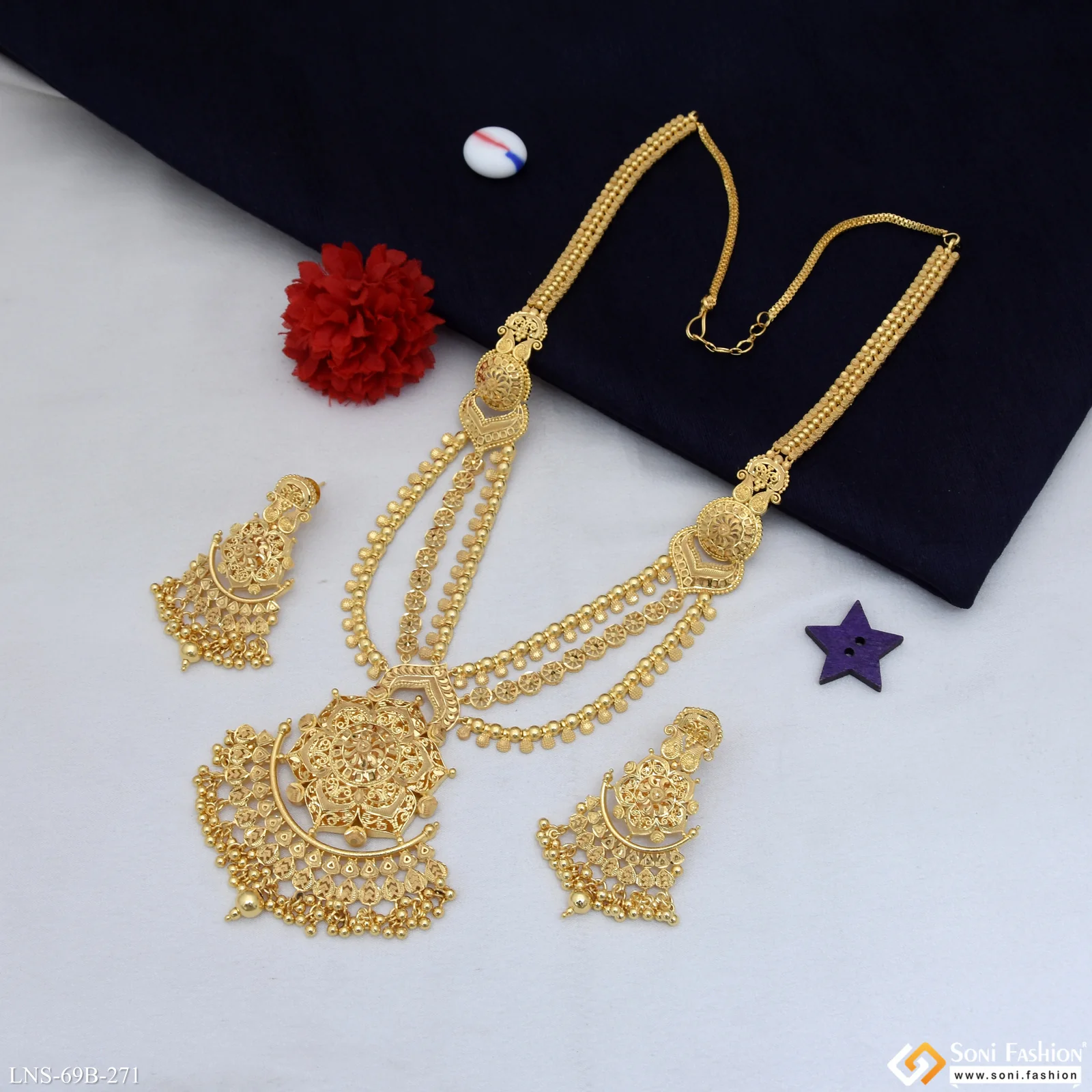 1 Gram Gold Plated Best Quality Necklace Set for Women - Style B271 - Image 2