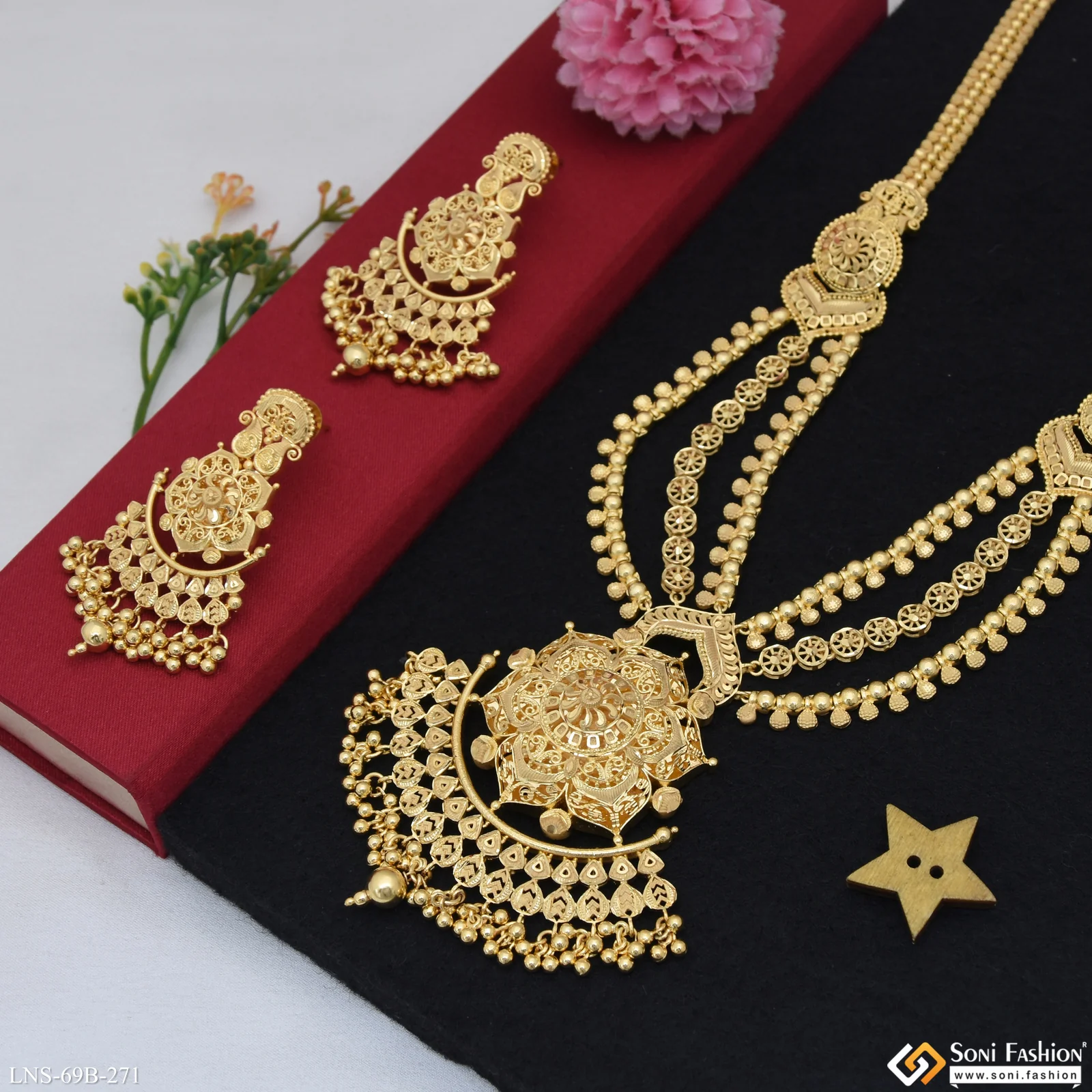 1 Gram Gold Plated Best Quality Necklace Set for Women - Style B271 - Image 3