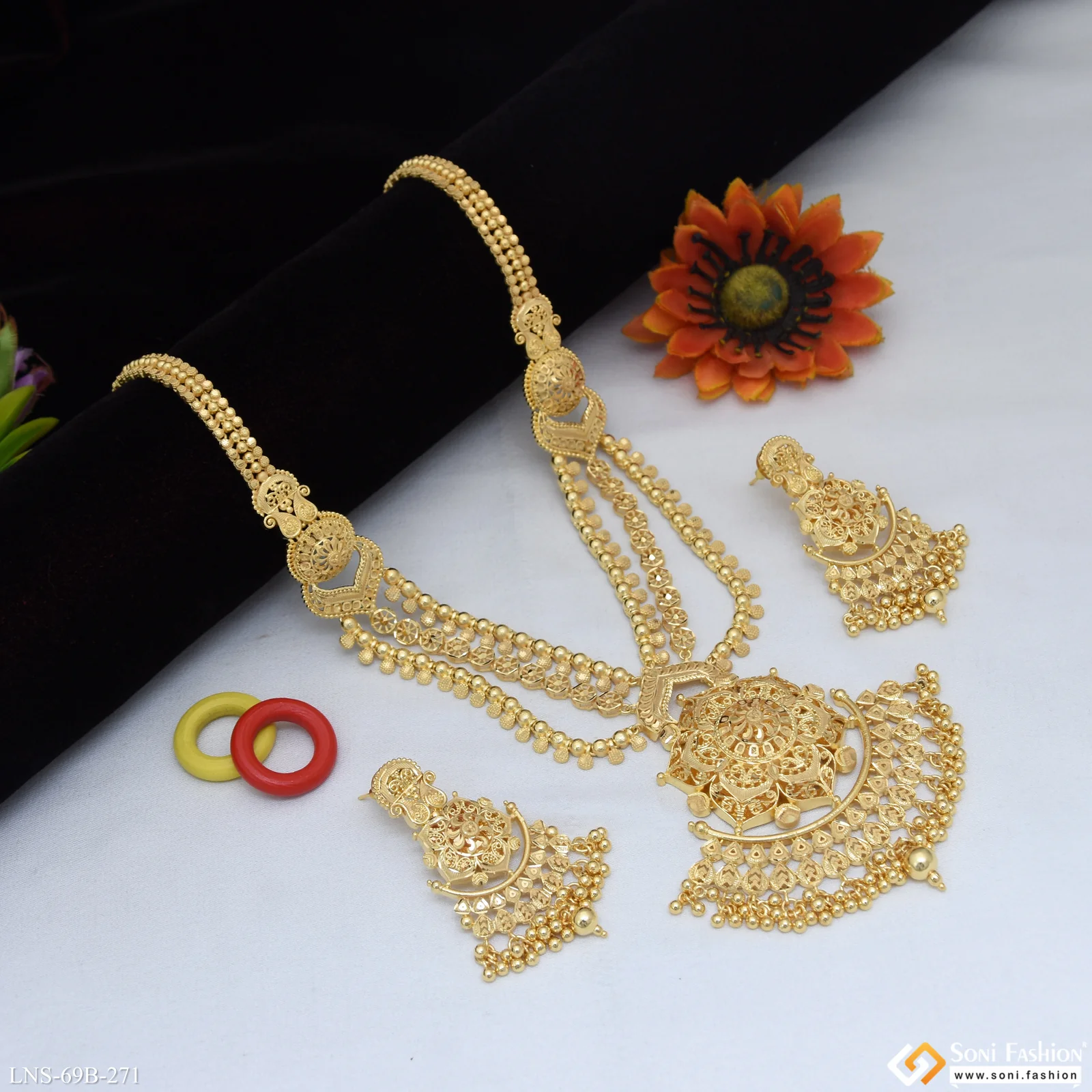 1 Gram Gold Plated Best Quality Necklace Set for Women - Style B271 - Image 4