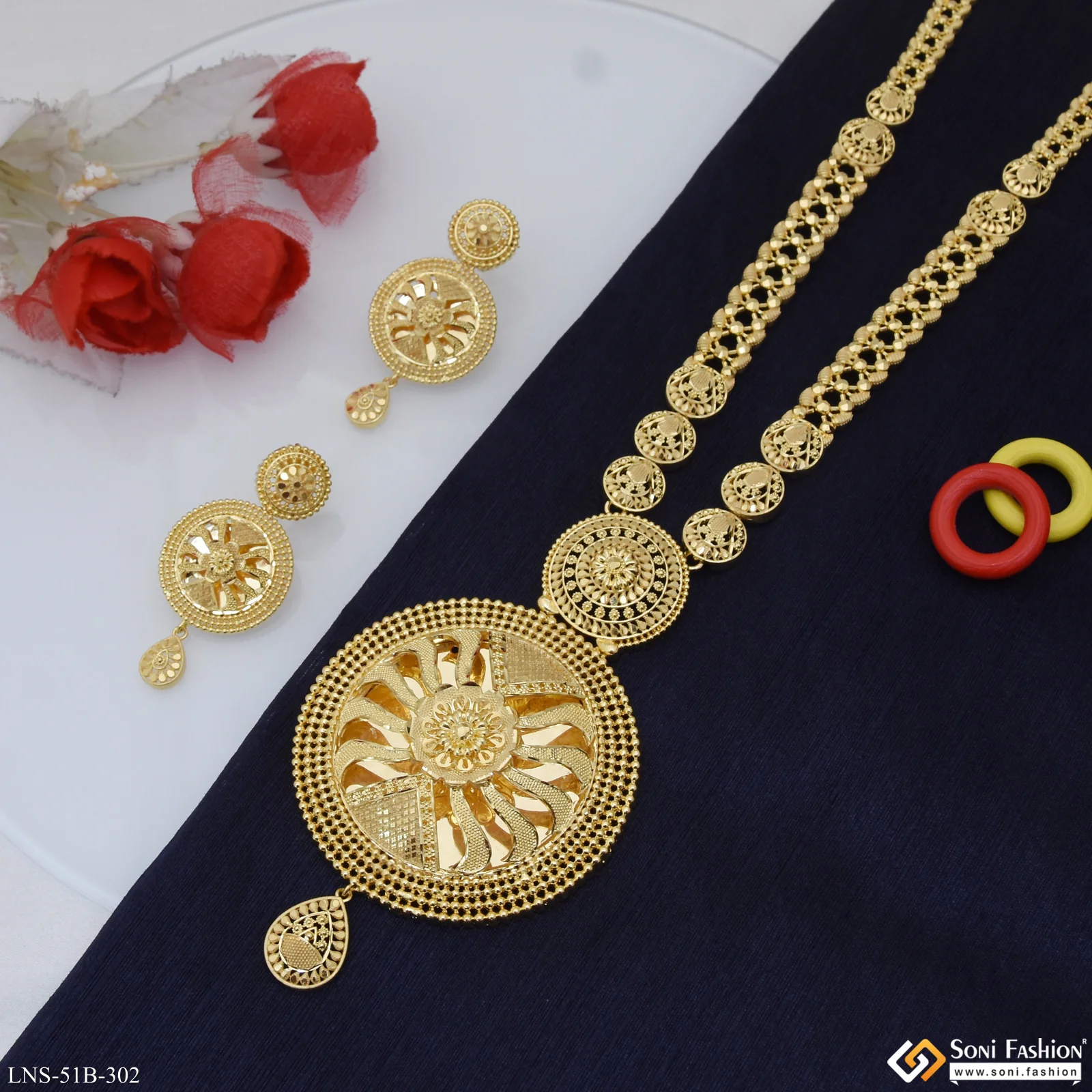 1 Gram Gold Plated Best Quality Necklace Set for Women - Style B302 - Image 5