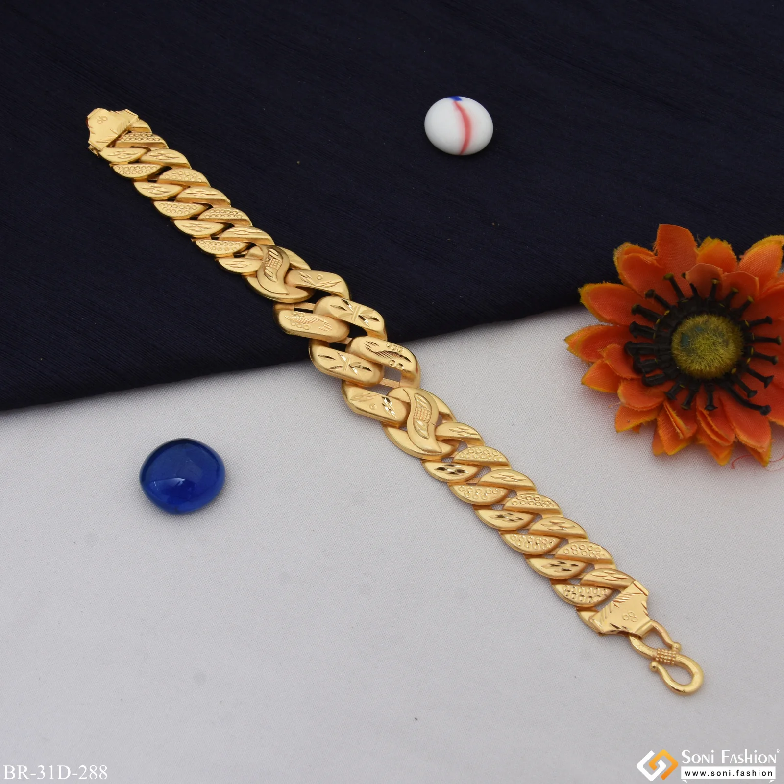 1 Gram Gold Plated Best Quality Pokal Bracelet for Men - Style D288 - Image 6