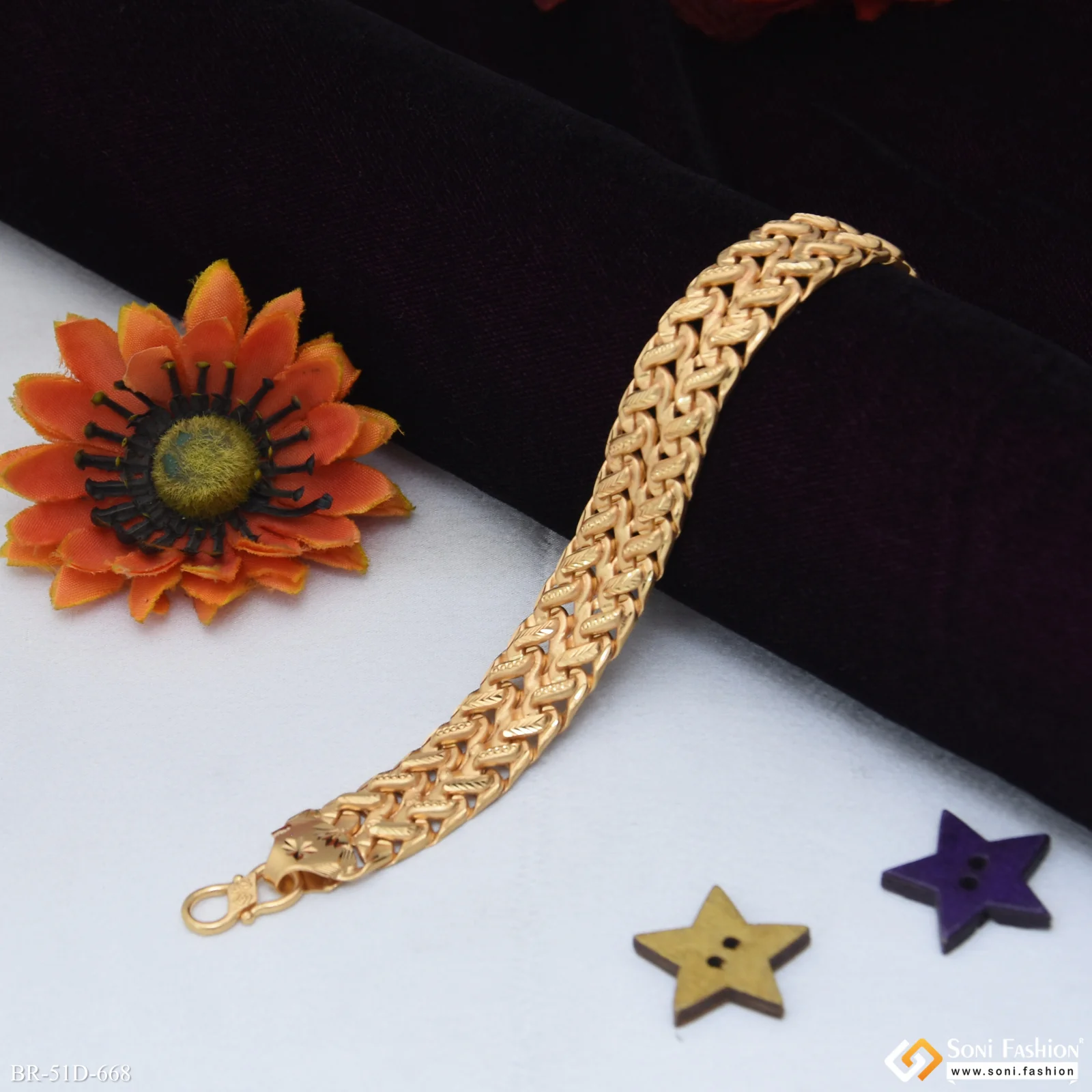 1 Gram Gold Plated Best Quality Pokal Bracelet for Men - Style D668 - Image 2