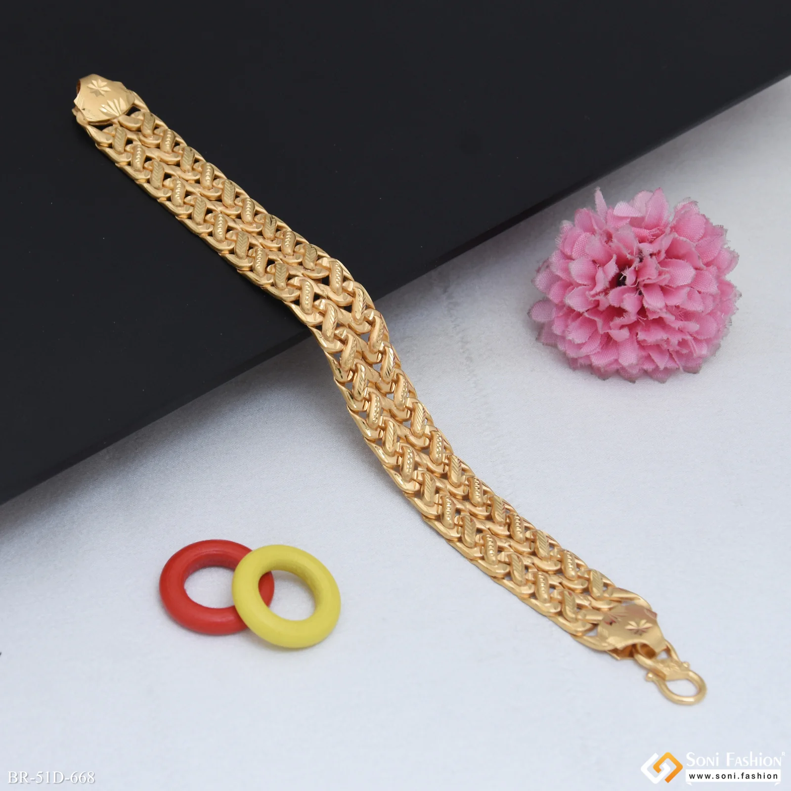 1 Gram Gold Plated Best Quality Pokal Bracelet for Men - Style D668 - Image 3