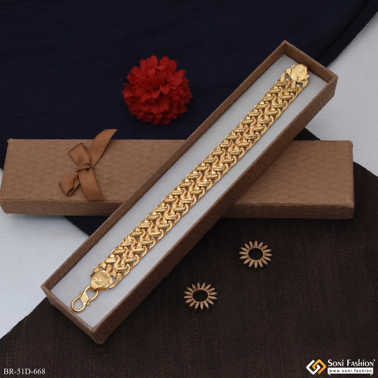 1 Gram Gold Plated Best Quality Pokal Bracelet for Men - Style D668 - Image 5