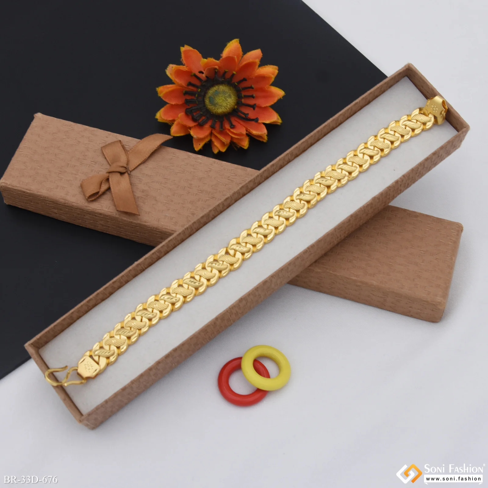 1 Gram Gold Plated Best Quality Pokal Bracelet for Men - Style D676 - Image 3