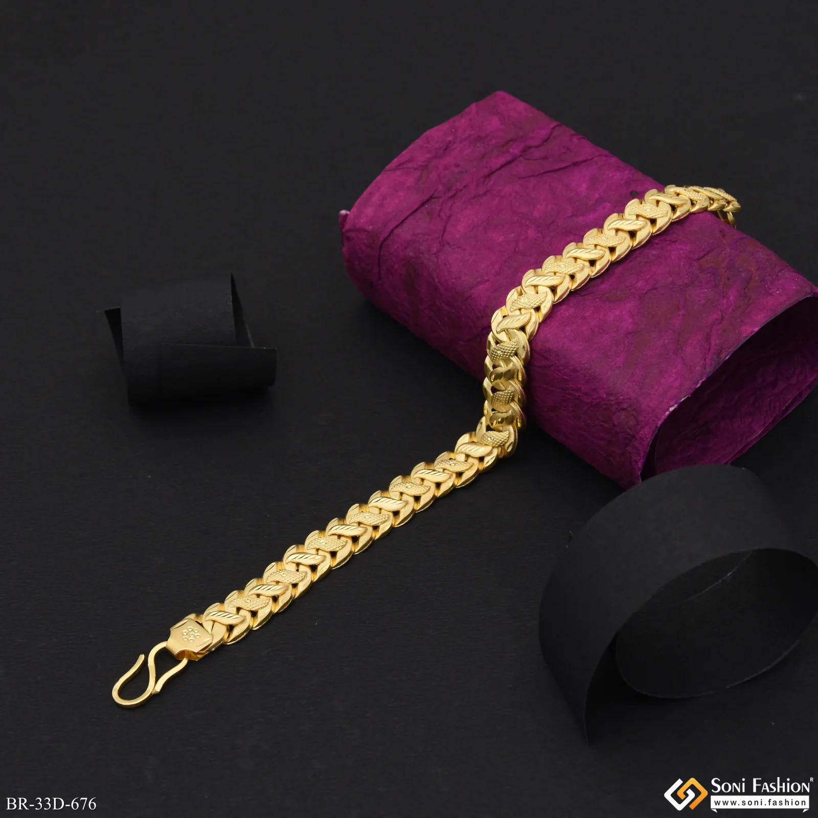 1 Gram Gold Plated Best Quality Pokal Bracelet for Men - Style D676 - Image 4