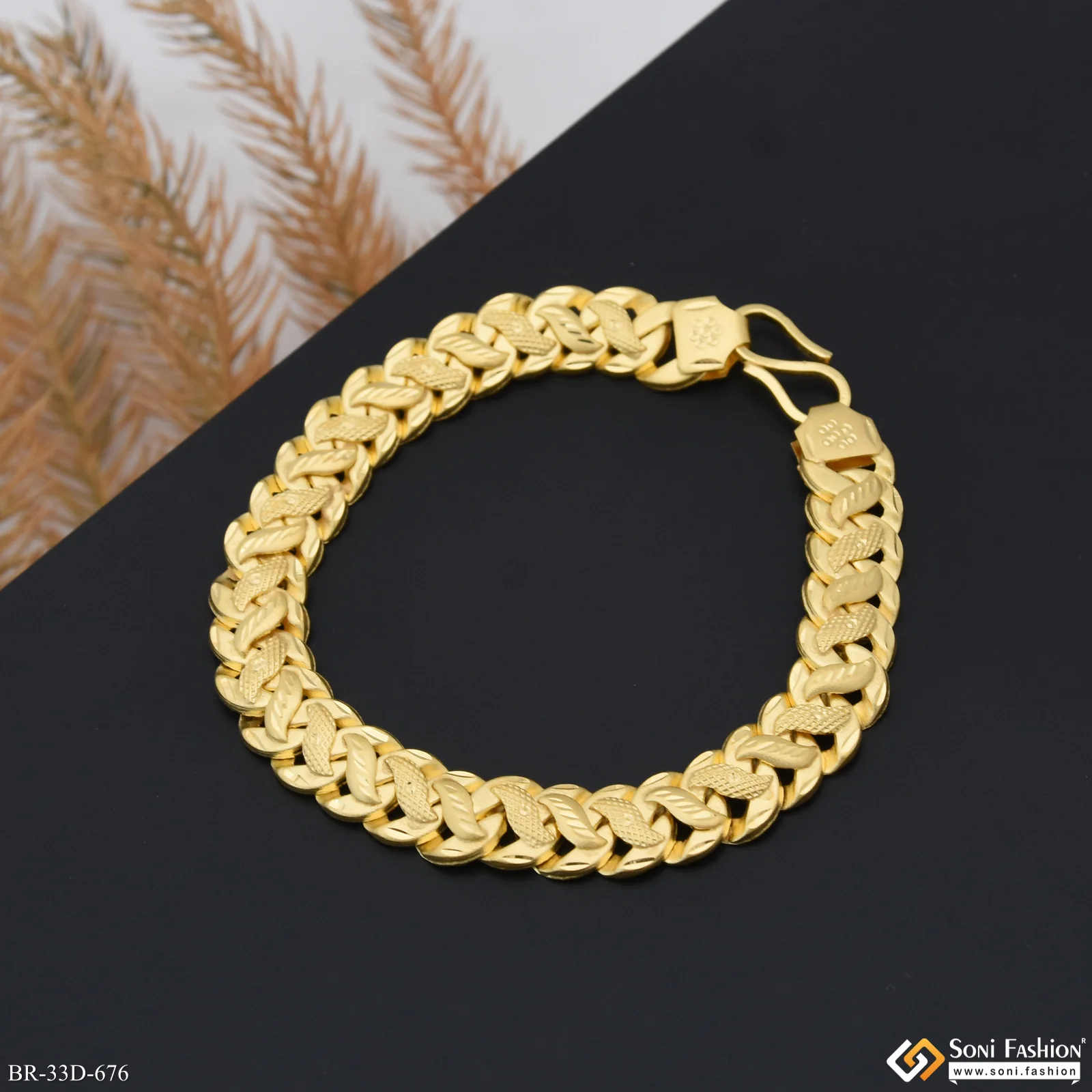 1 Gram Gold Plated Best Quality Pokal Bracelet for Men - Style D676 - Image 5