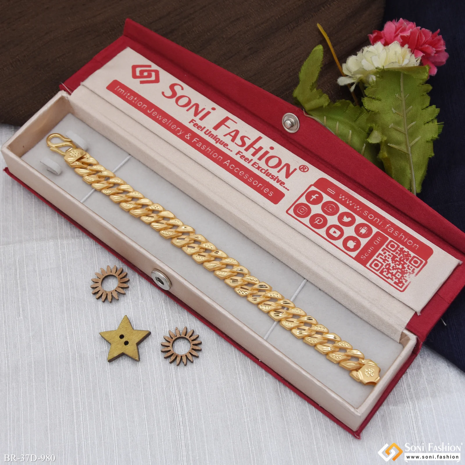 1 Gram Gold Plated Best Quality Pokal Bracelet for Men - Style D980 - Image 2