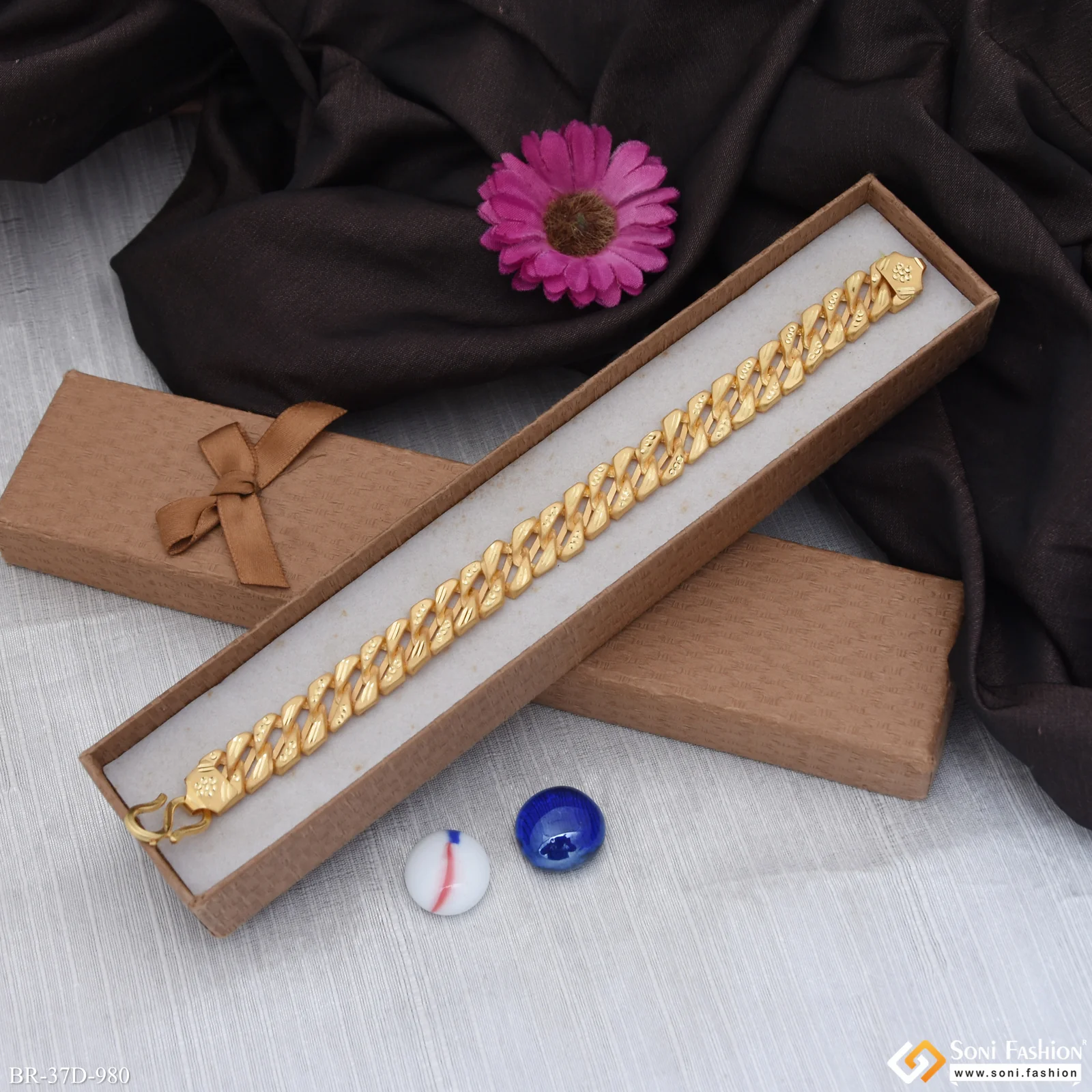1 Gram Gold Plated Best Quality Pokal Bracelet for Men - Style D980 - Image 5