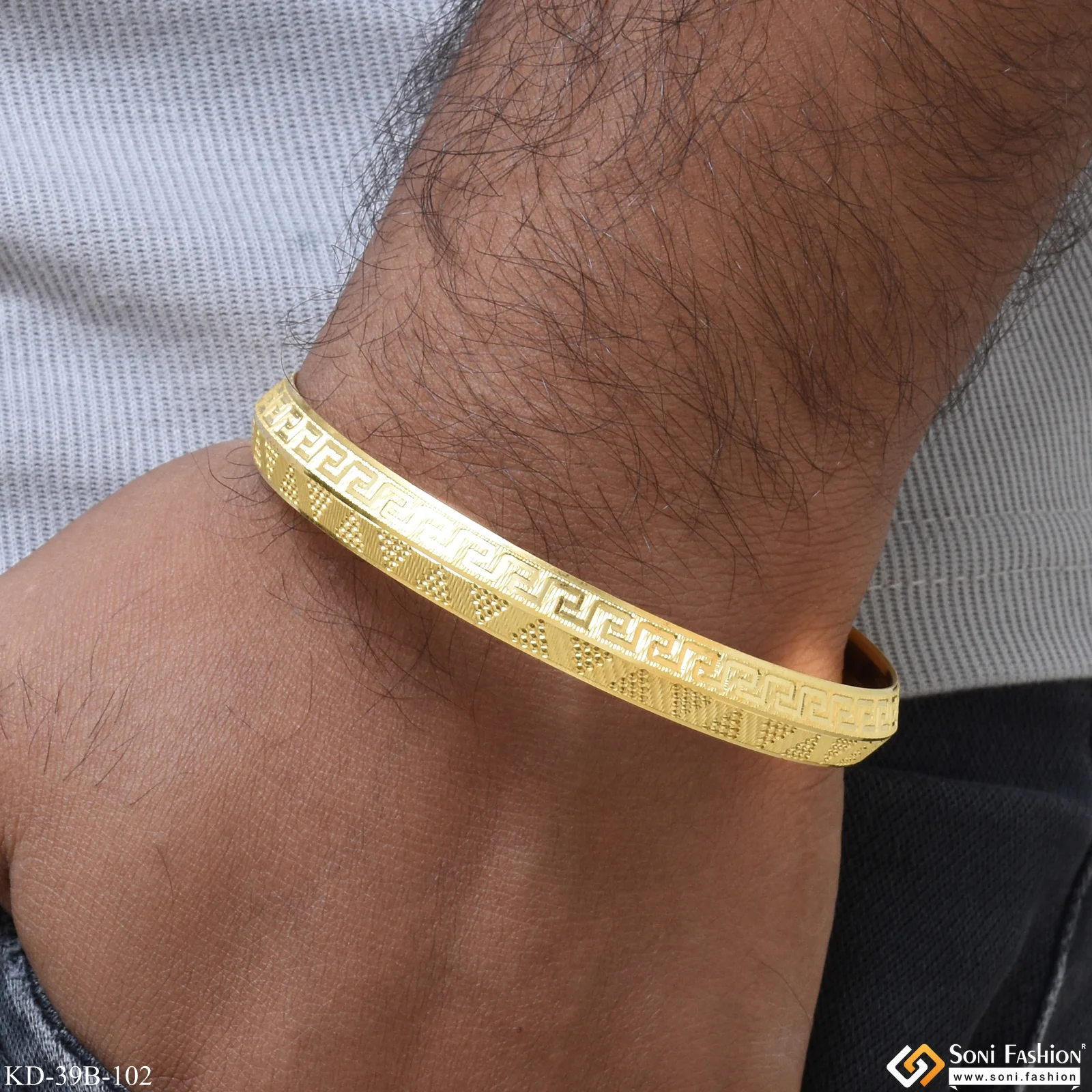 1 Gram Gold Plated Best Quality Punjabi Kada for Men - Style B102 - Image 2