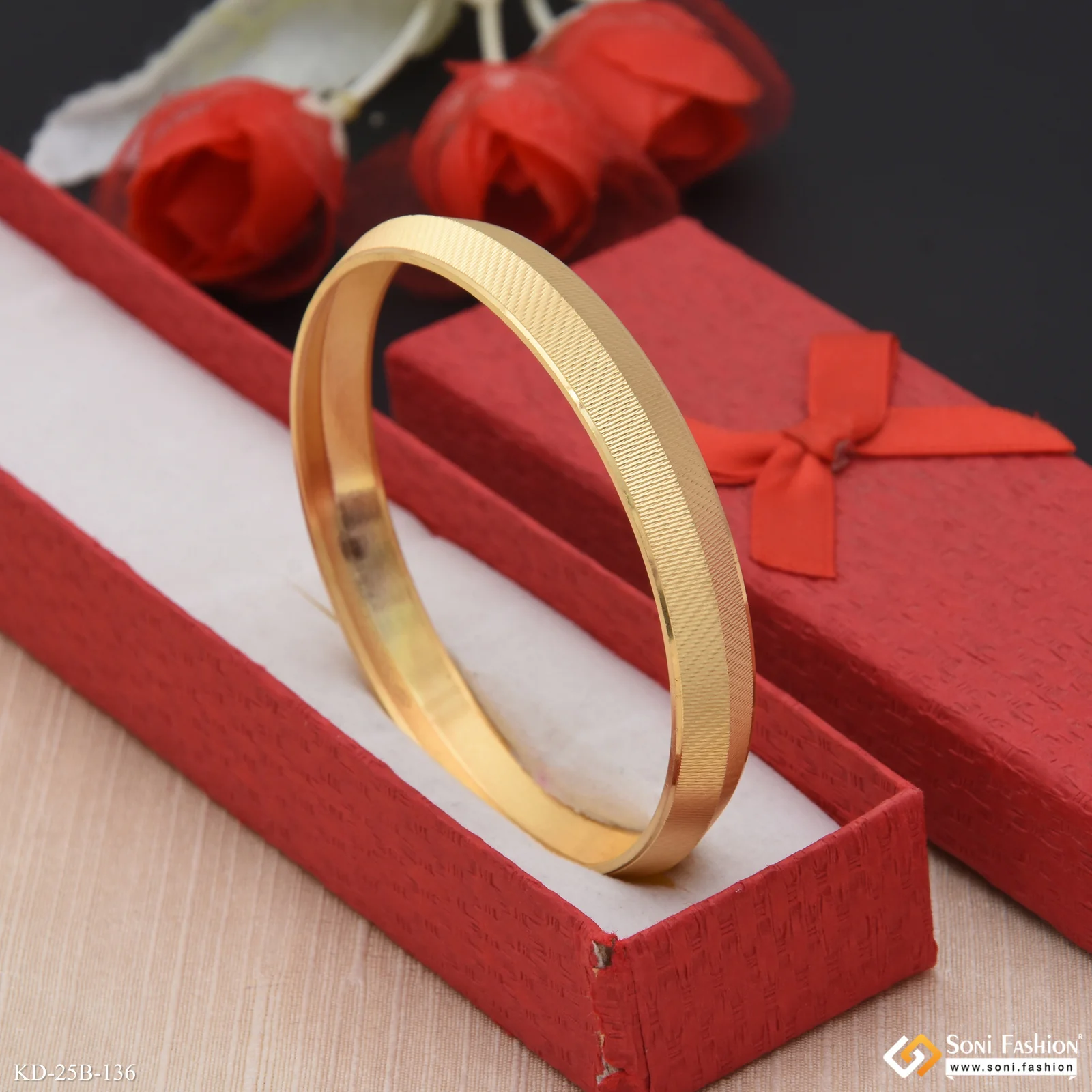 1 Gram Gold Plated Best Quality Punjabi Kada for Men - Style B136 - Image 3
