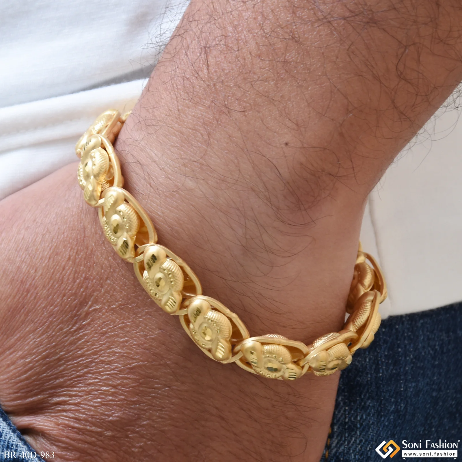 1 Gram Gold Plated Best Quality Rajwadi Bracelet for Men - Style D983