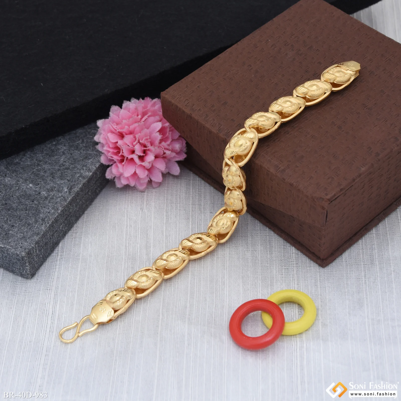 1 Gram Gold Plated Best Quality Rajwadi Bracelet for Men - Style D983 - Image 4