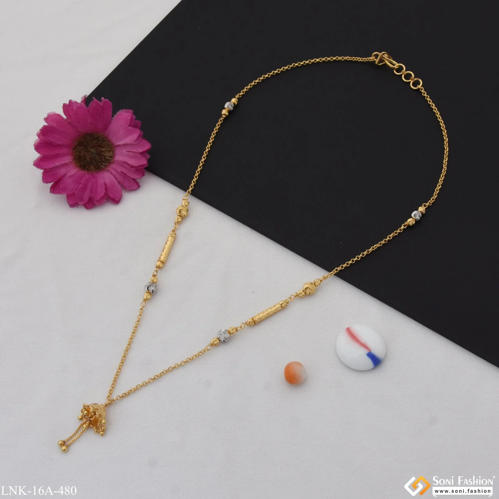 1 Gram Gold Plated Best Stunning Design Gold Plated Necklace for Lady - Style A480 - Image 3