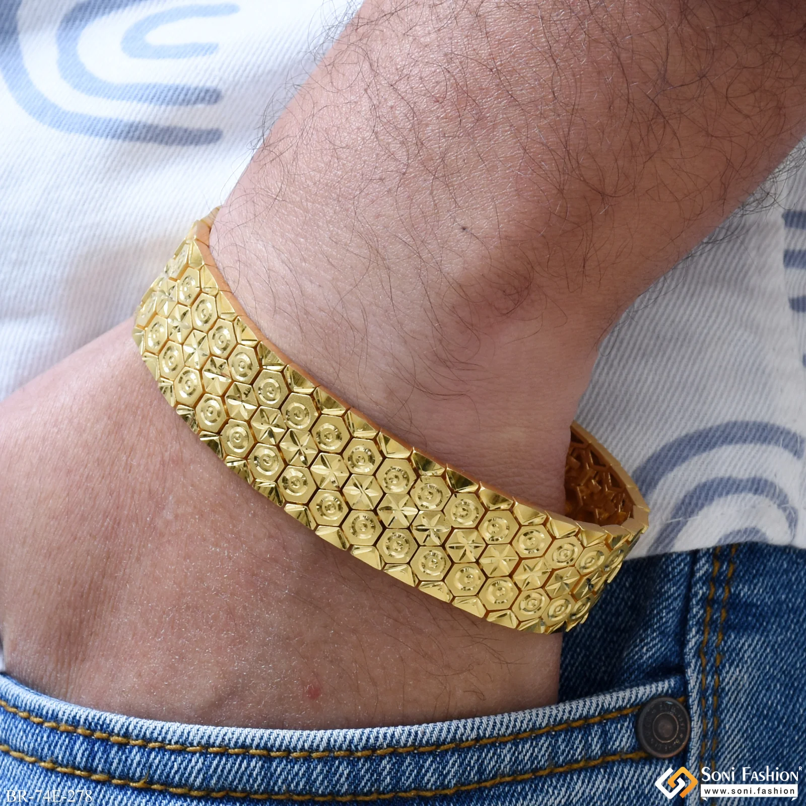 1 Gram Gold Plated Bracelet for Men - Style E278