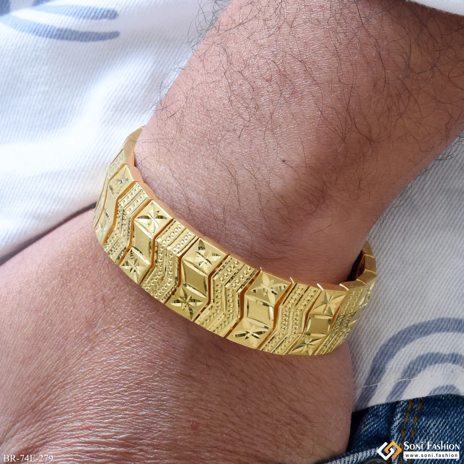 1 Gram Gold Plated Bracelet for Men - Style E279