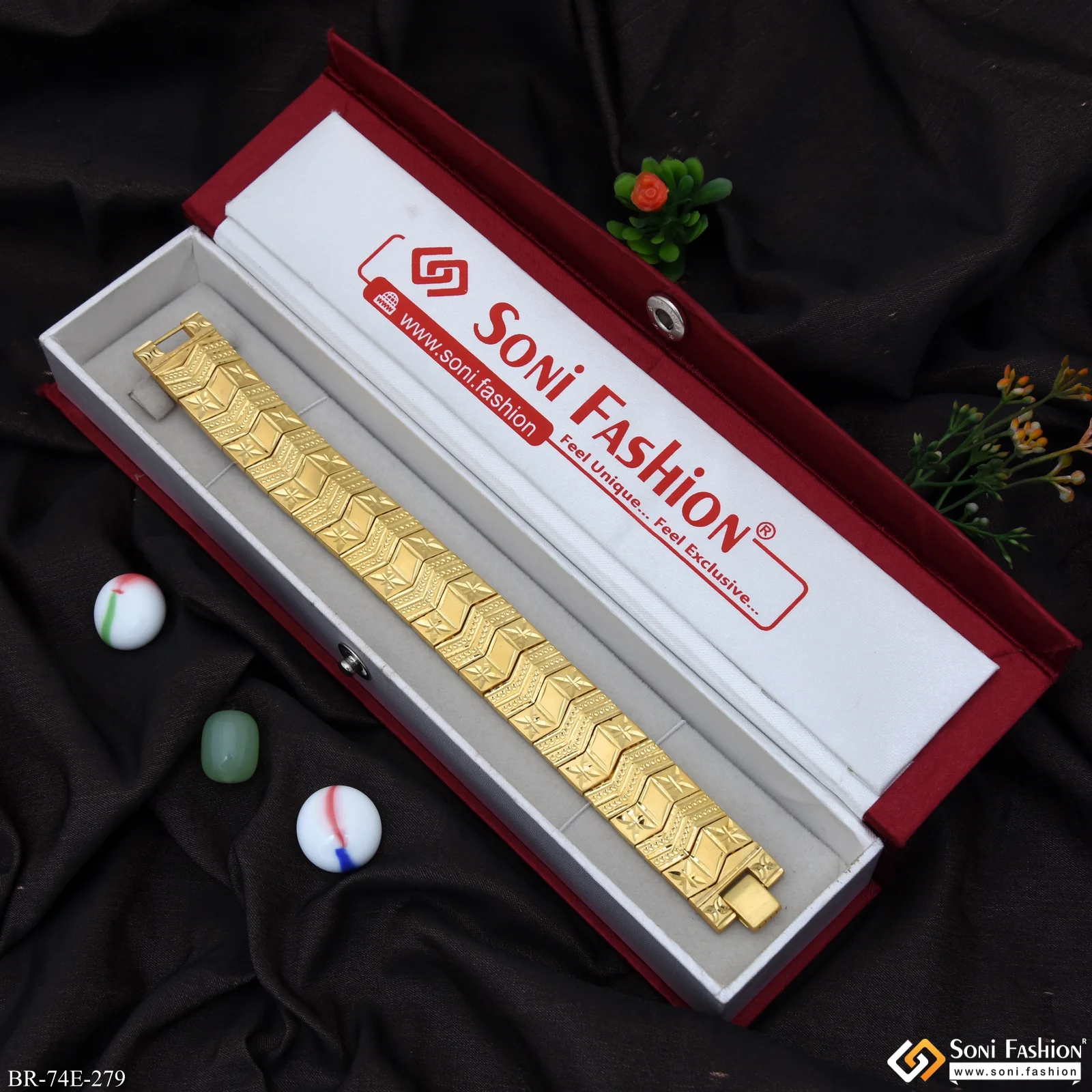 1 Gram Gold Plated Bracelet for Men - Style E279 - Image 2