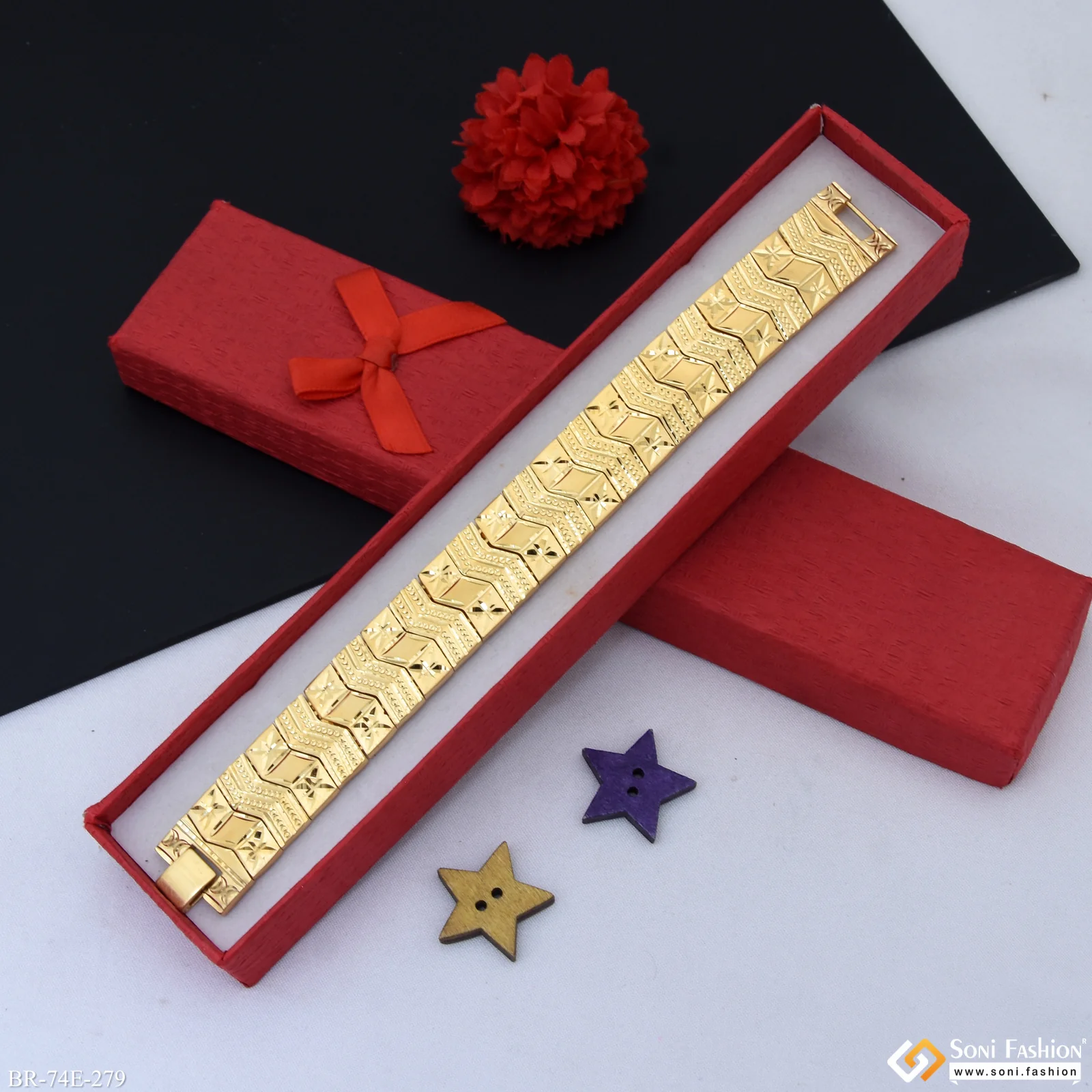 1 Gram Gold Plated Bracelet for Men - Style E279 - Image 3