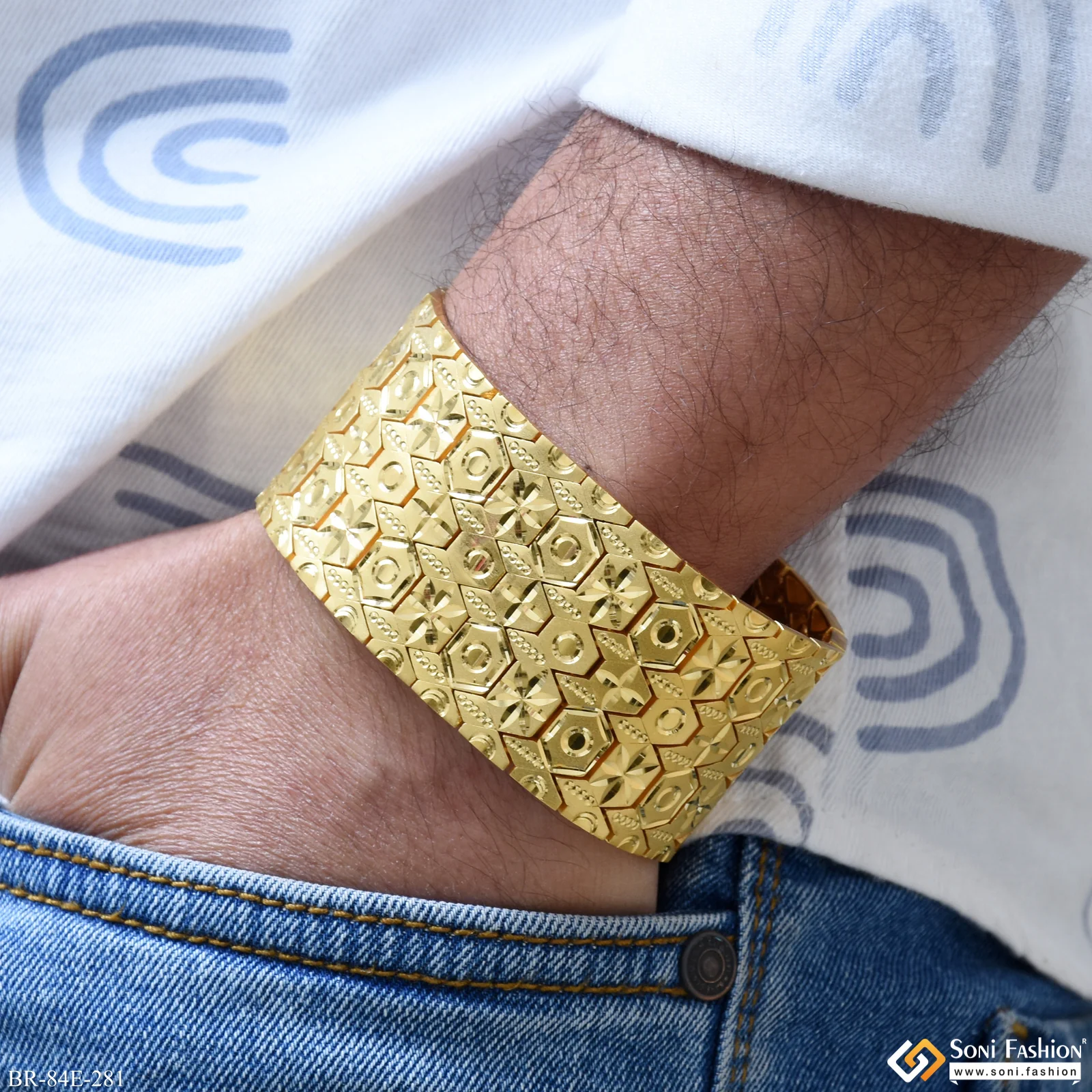 1 Gram Gold Plated Bracelet for Men - Style E281