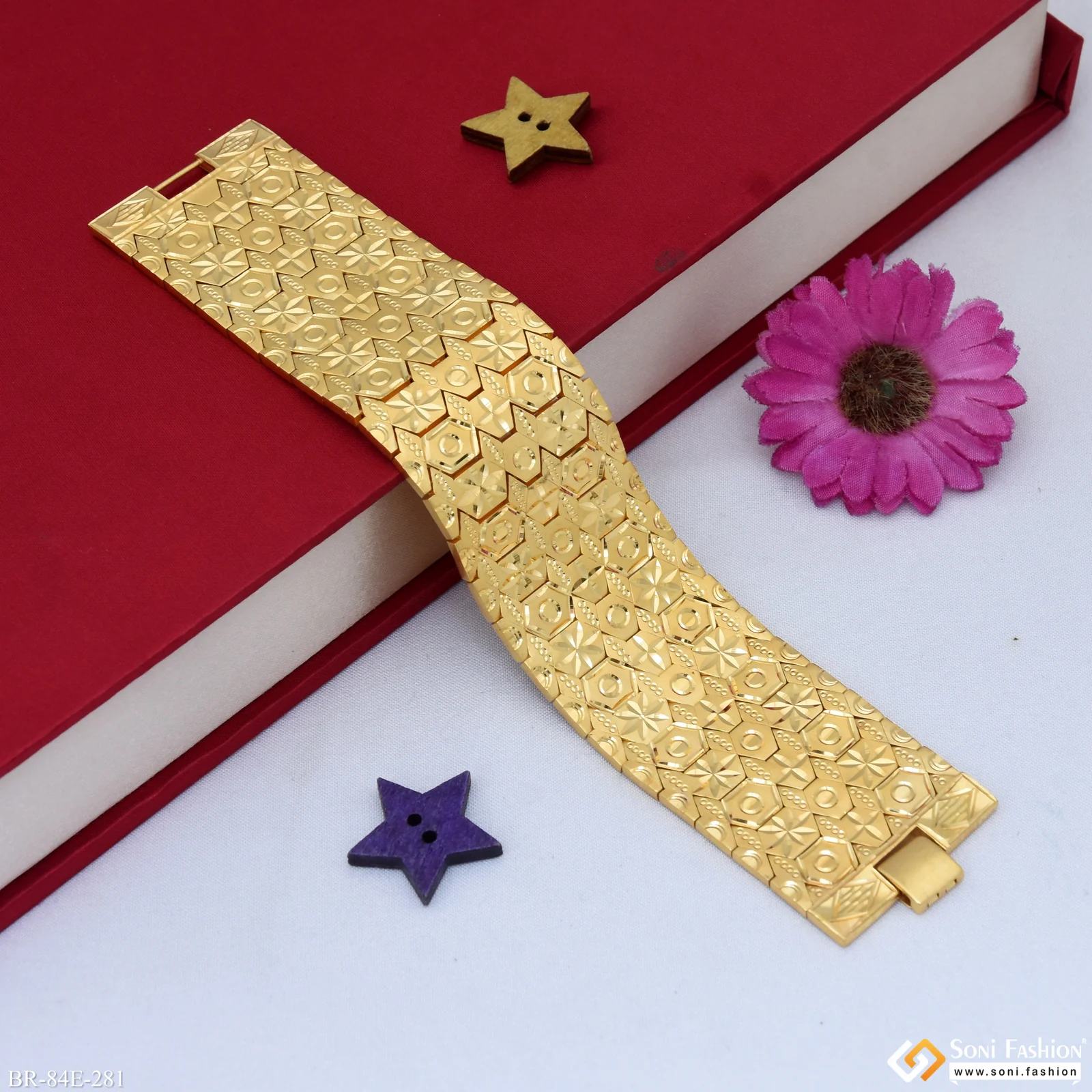 1 Gram Gold Plated Bracelet for Men - Style E281 - Image 4