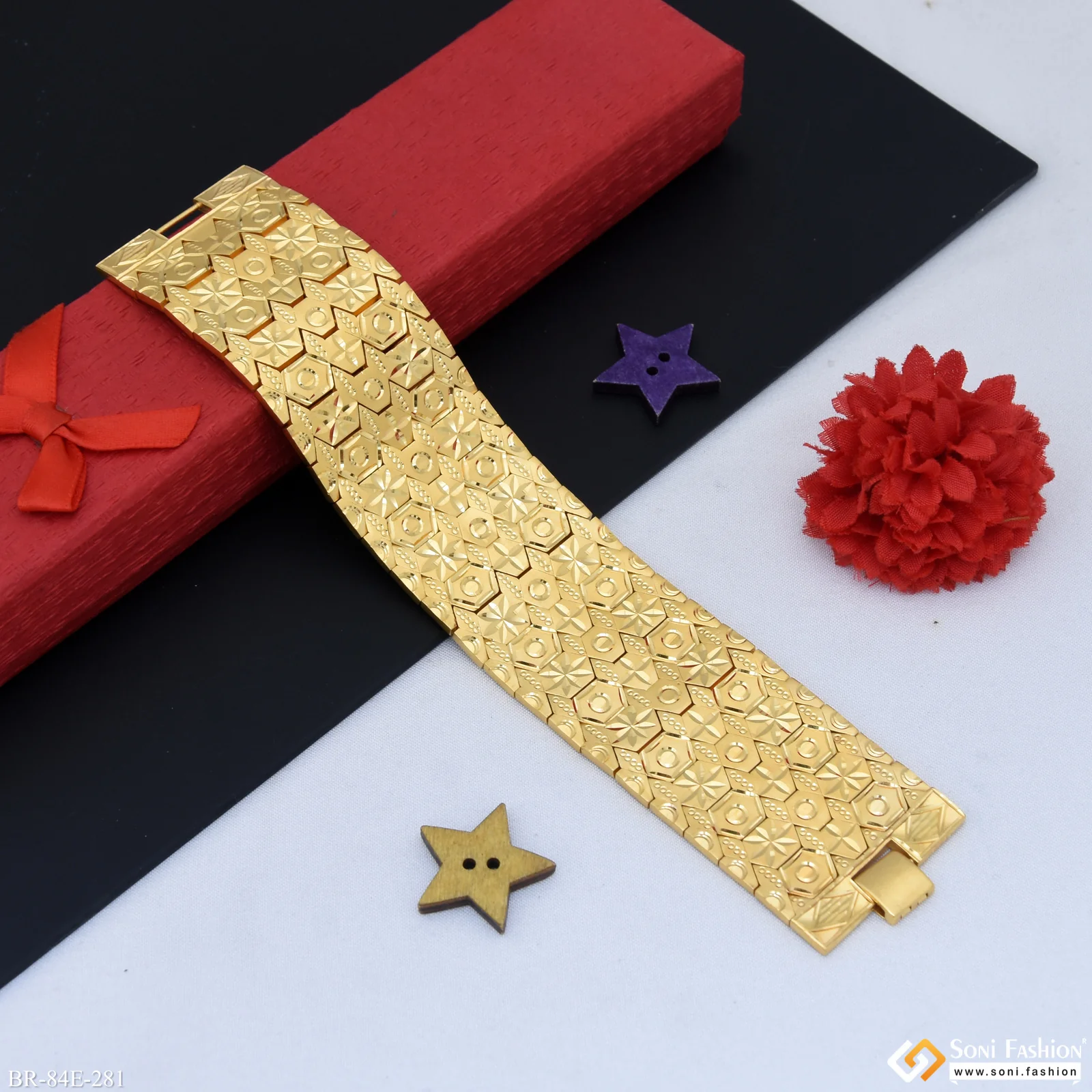 1 Gram Gold Plated Bracelet for Men - Style E281 - Image 5